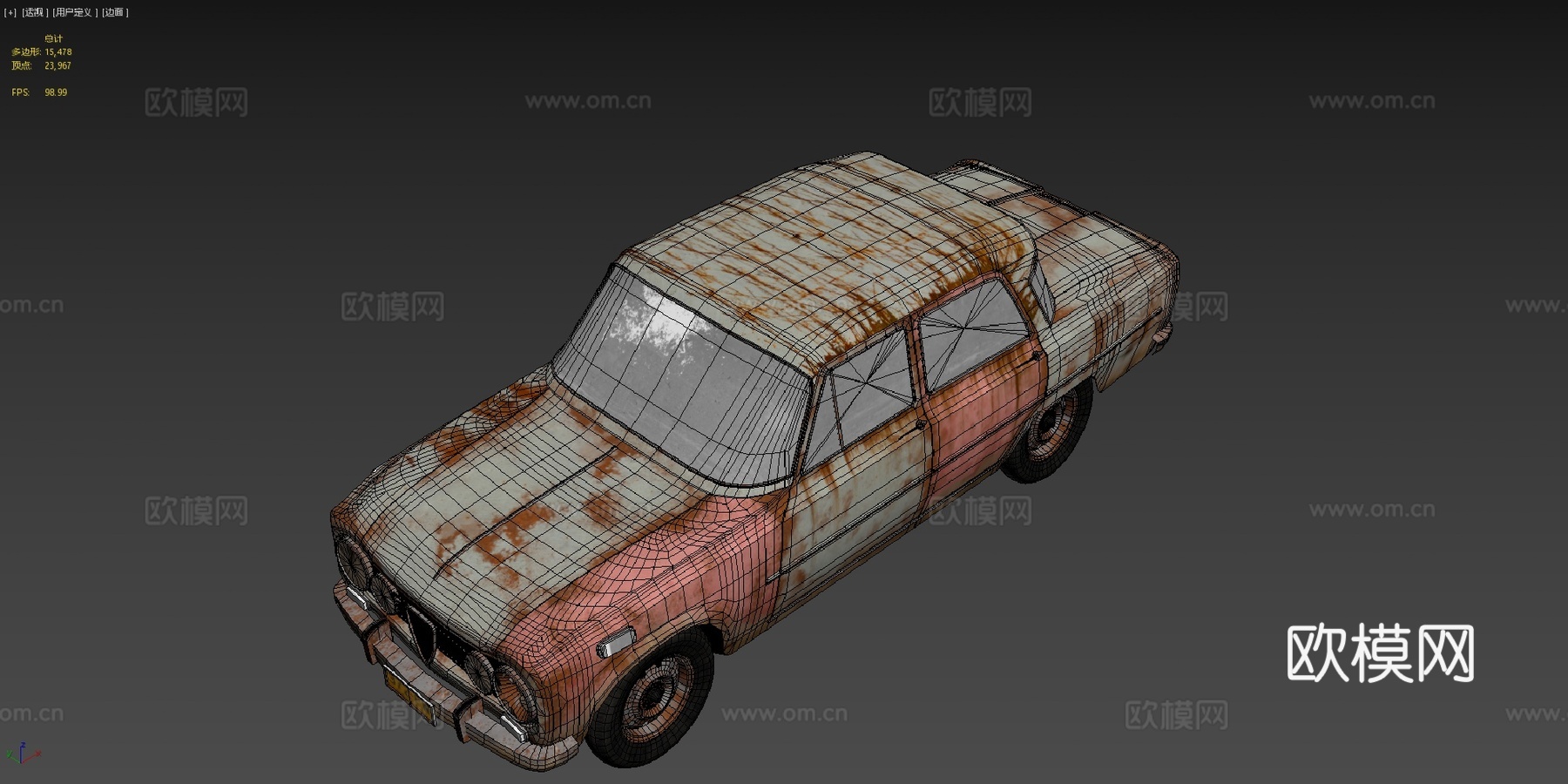 生锈的阿尔法罗密欧旧车3d模型下载（渲染图4）