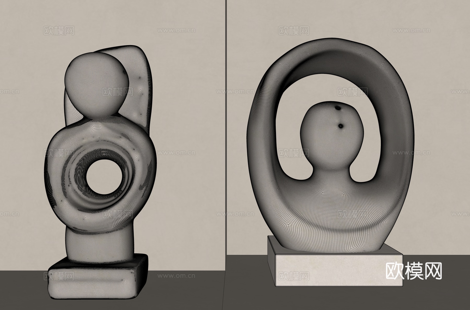 宅寂雕塑  现代雕塑 人物雕塑 抽象雕塑 雕摆件 雕塑小品su模型