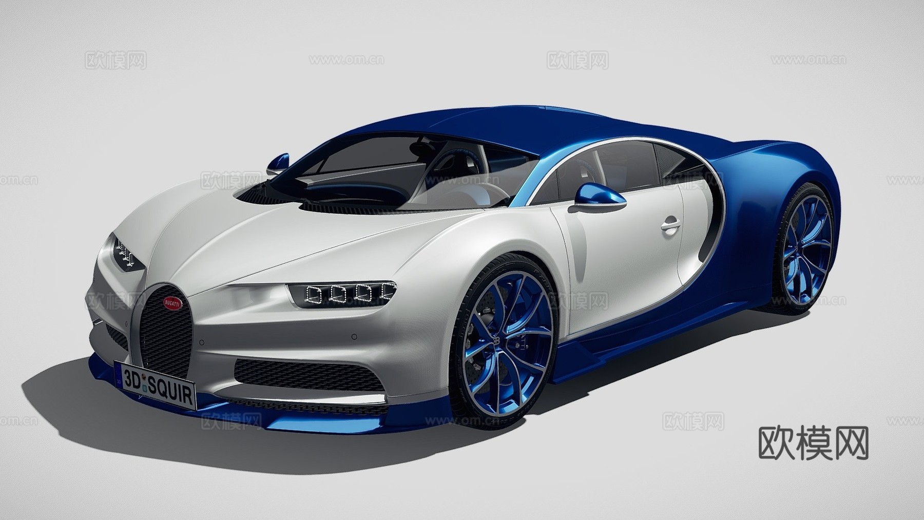 布加迪Chiron 2020款3d模型下载（渲染图1）