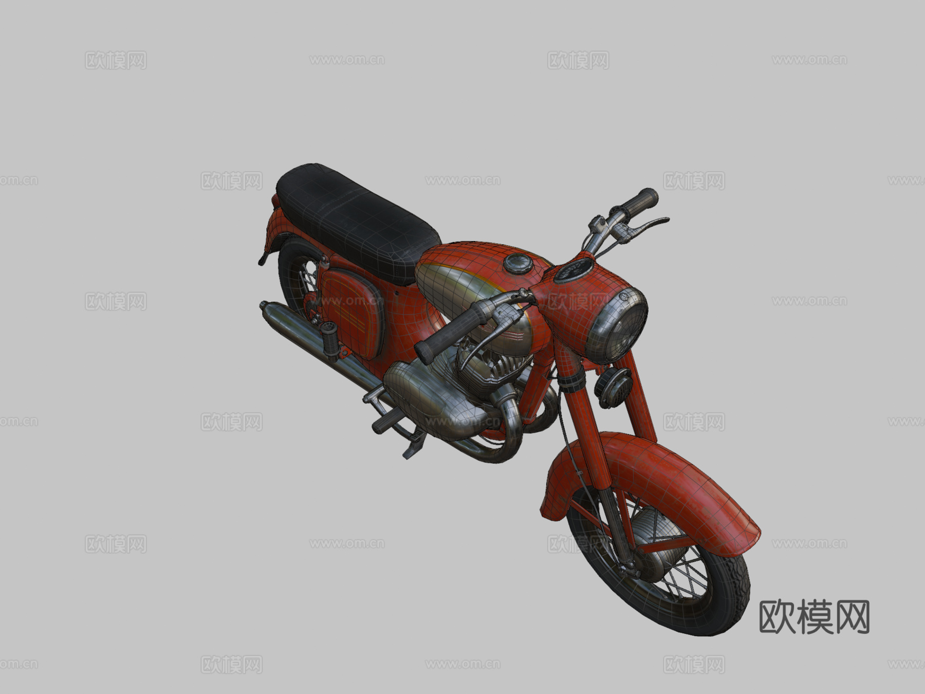 JAWA摩托车3d模型下载（渲染图2）