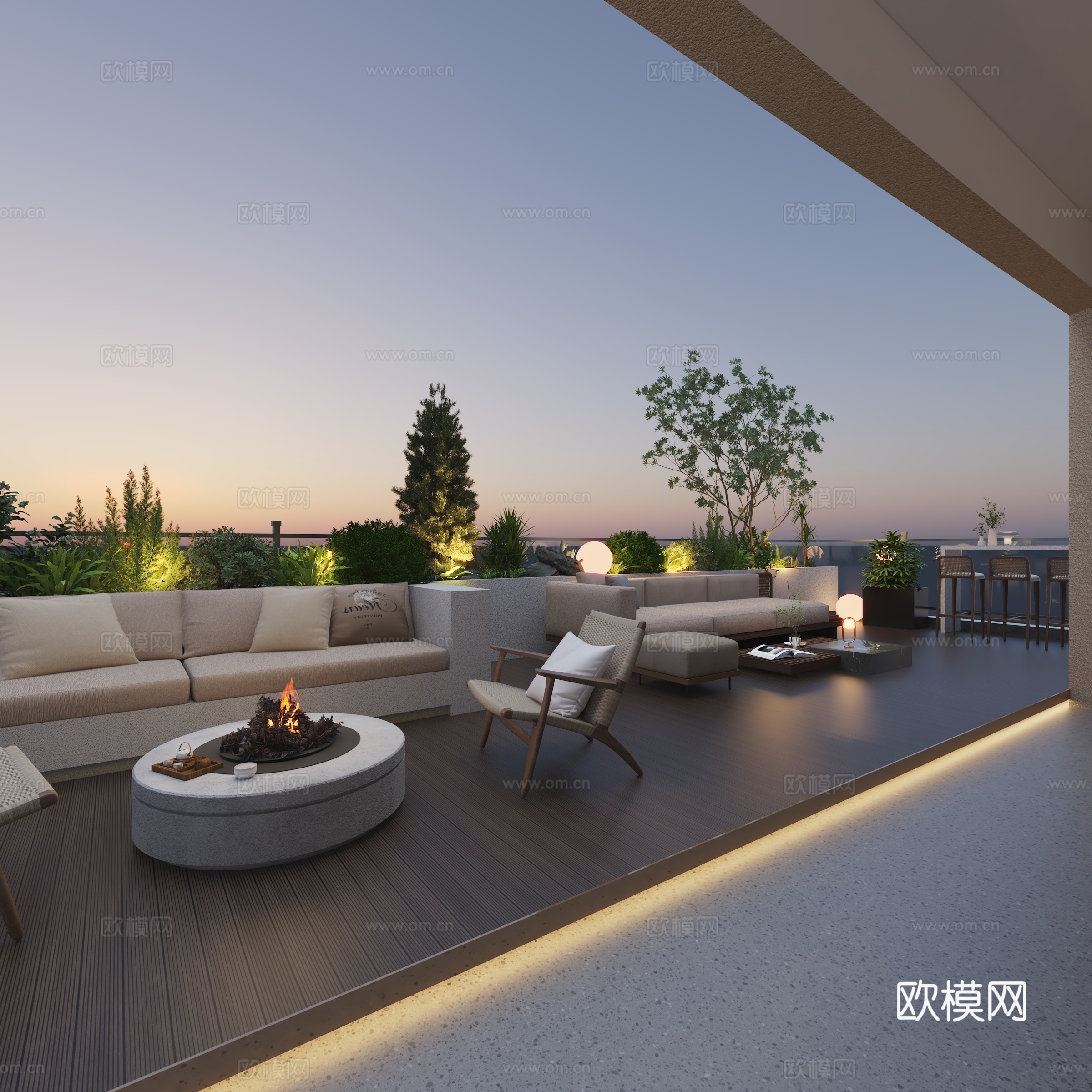 现代屋顶花园休闲阳台3d模型下载