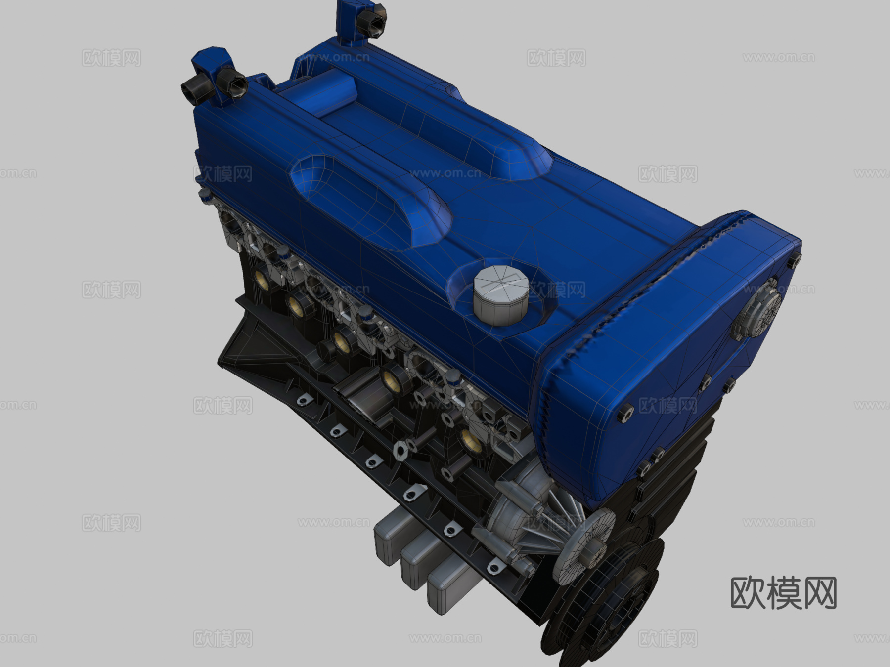 发动机RB26DETT3d模型下载（渲染图2）