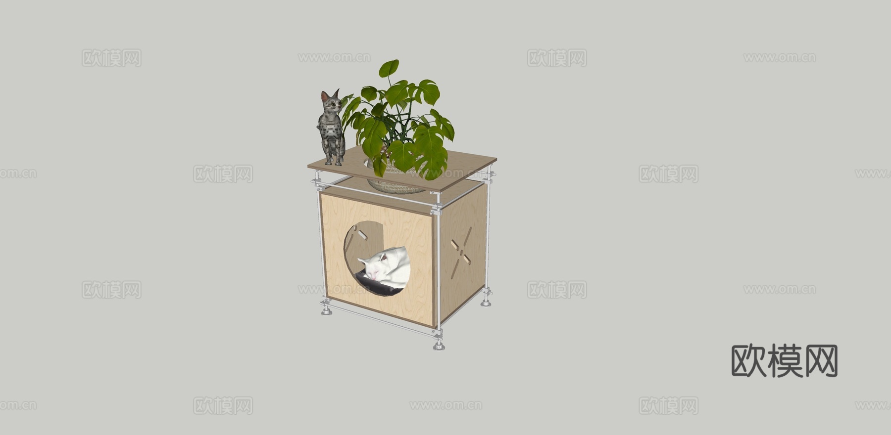 铝合金宠物家具；边几；床头柜；猫窝；狗窝；花架su模型