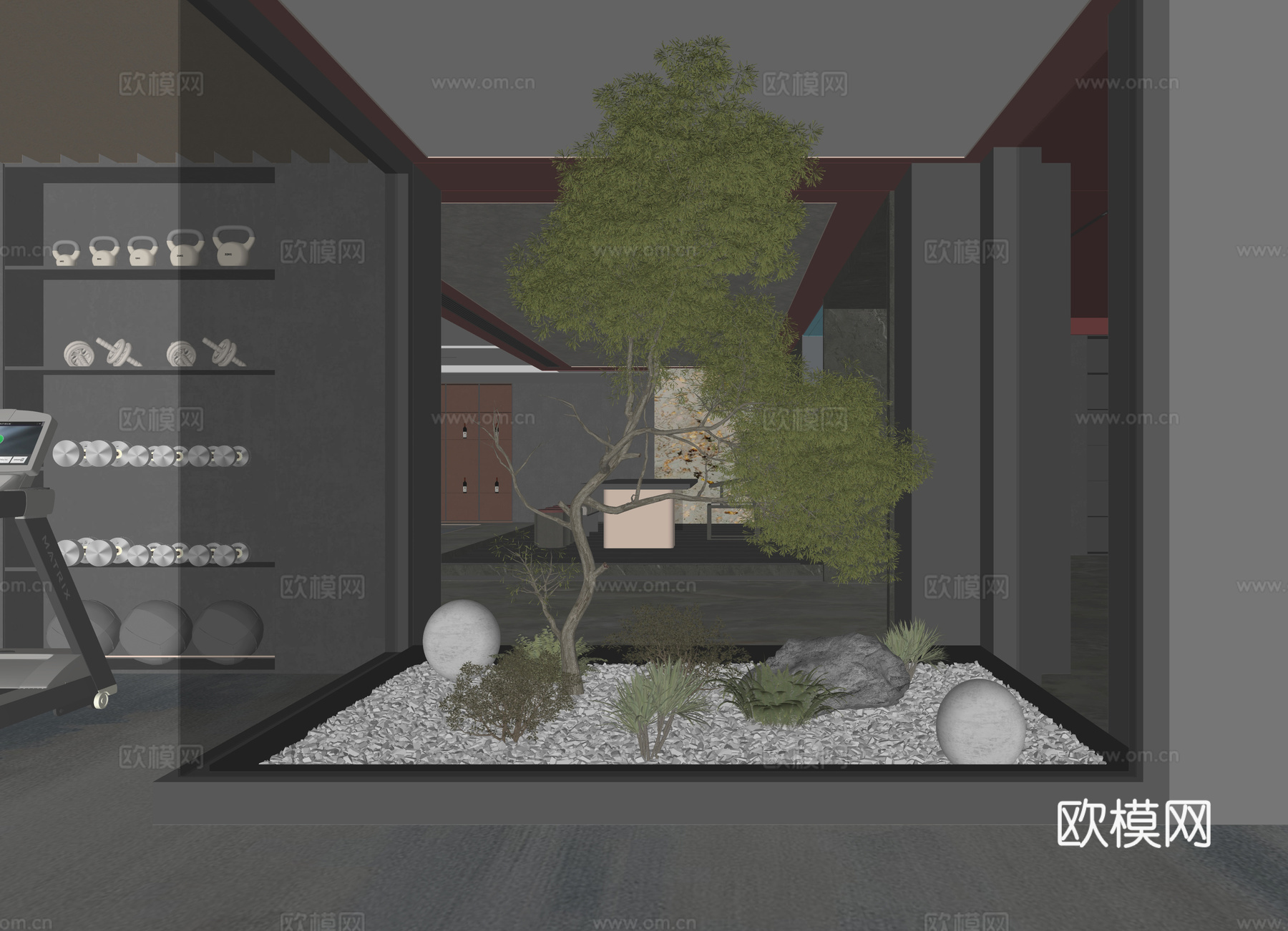 现代室内景观造景su模型