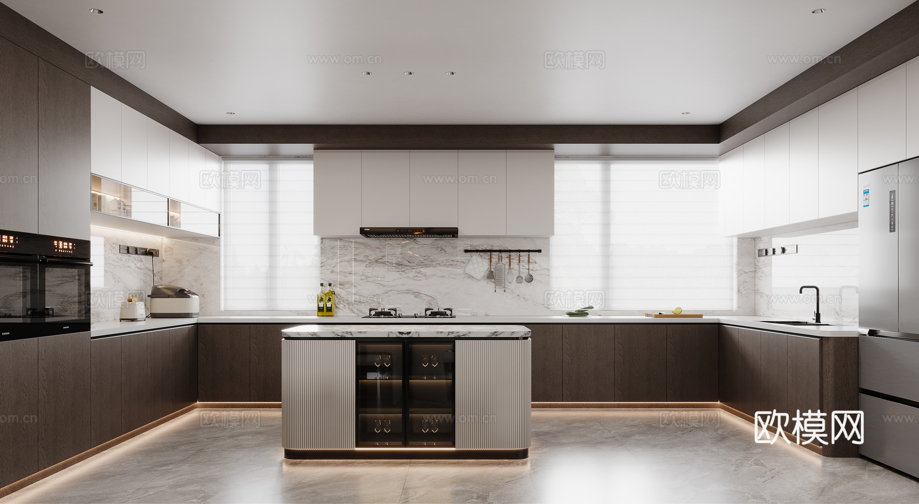 现代开放式厨房su模型
