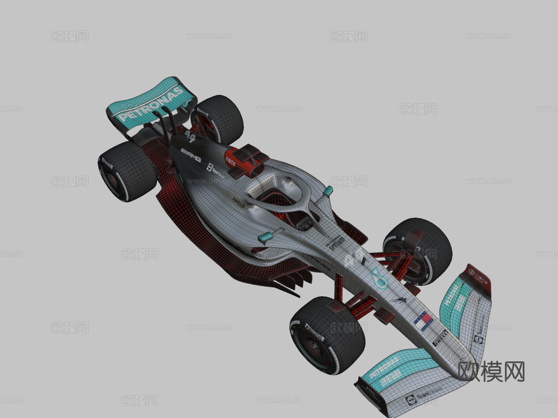 梅赛德斯一级方程式粉丝自制概念车3d模型下载（渲染图2）