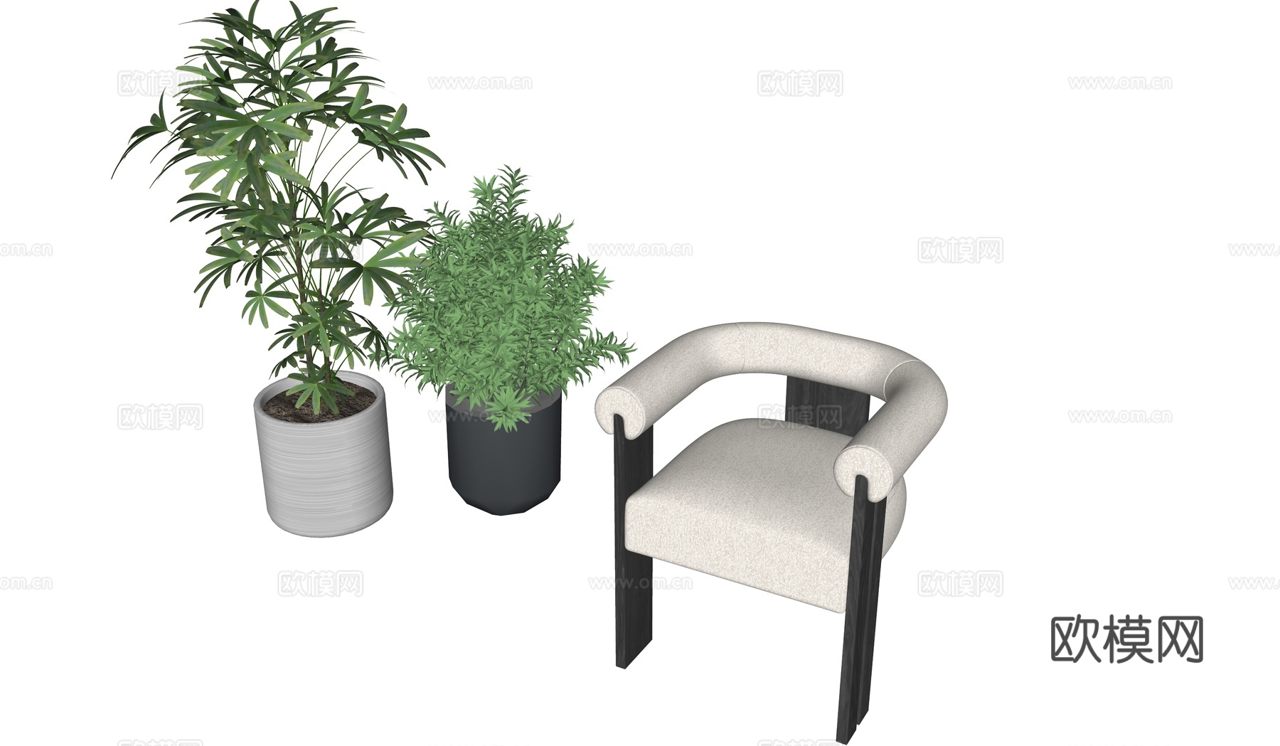 奶油中古餐椅 羊羔绒单椅 羊羔绒餐椅su模型