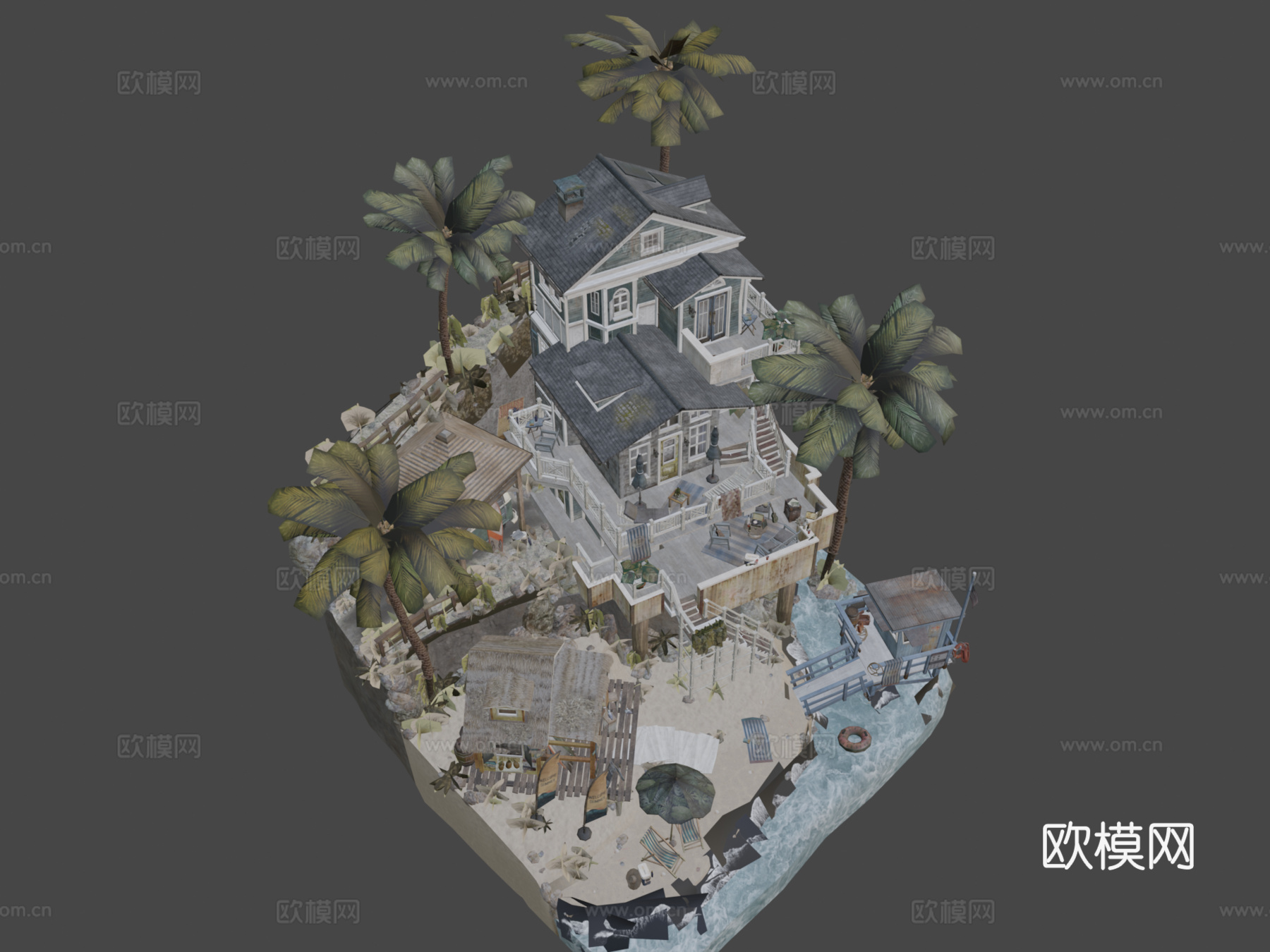 DAE微缩场景-海边3d模型下载（渲染图8）