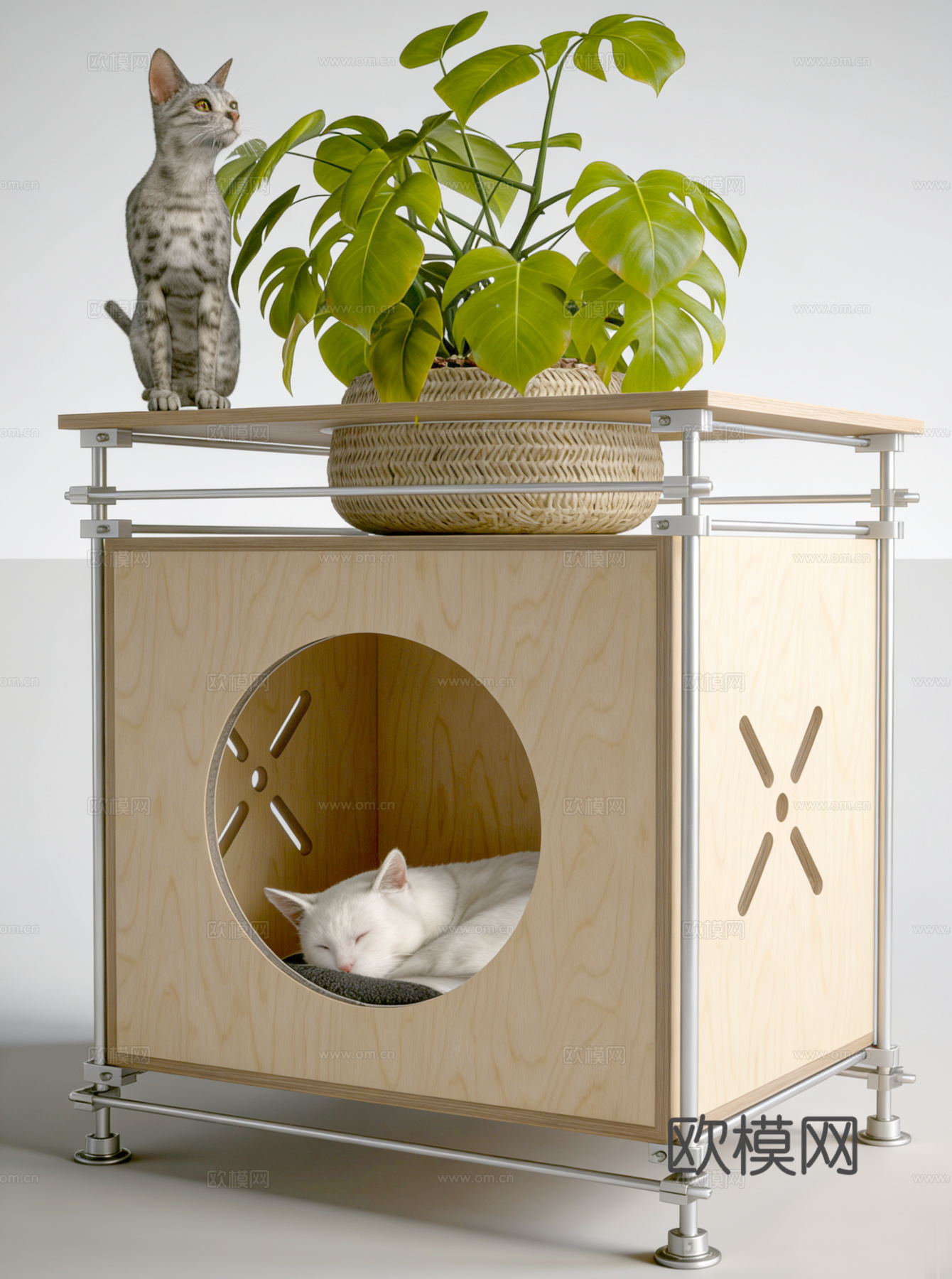 铝合金宠物家具；边几；床头柜；猫窝；狗窝；花架su模型