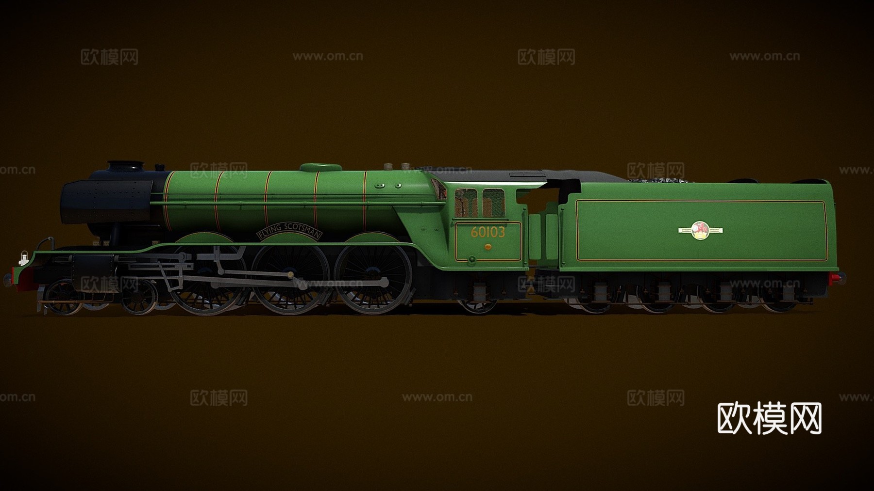 火车-A3级飞行苏格兰人号3d模型下载（渲染图1）