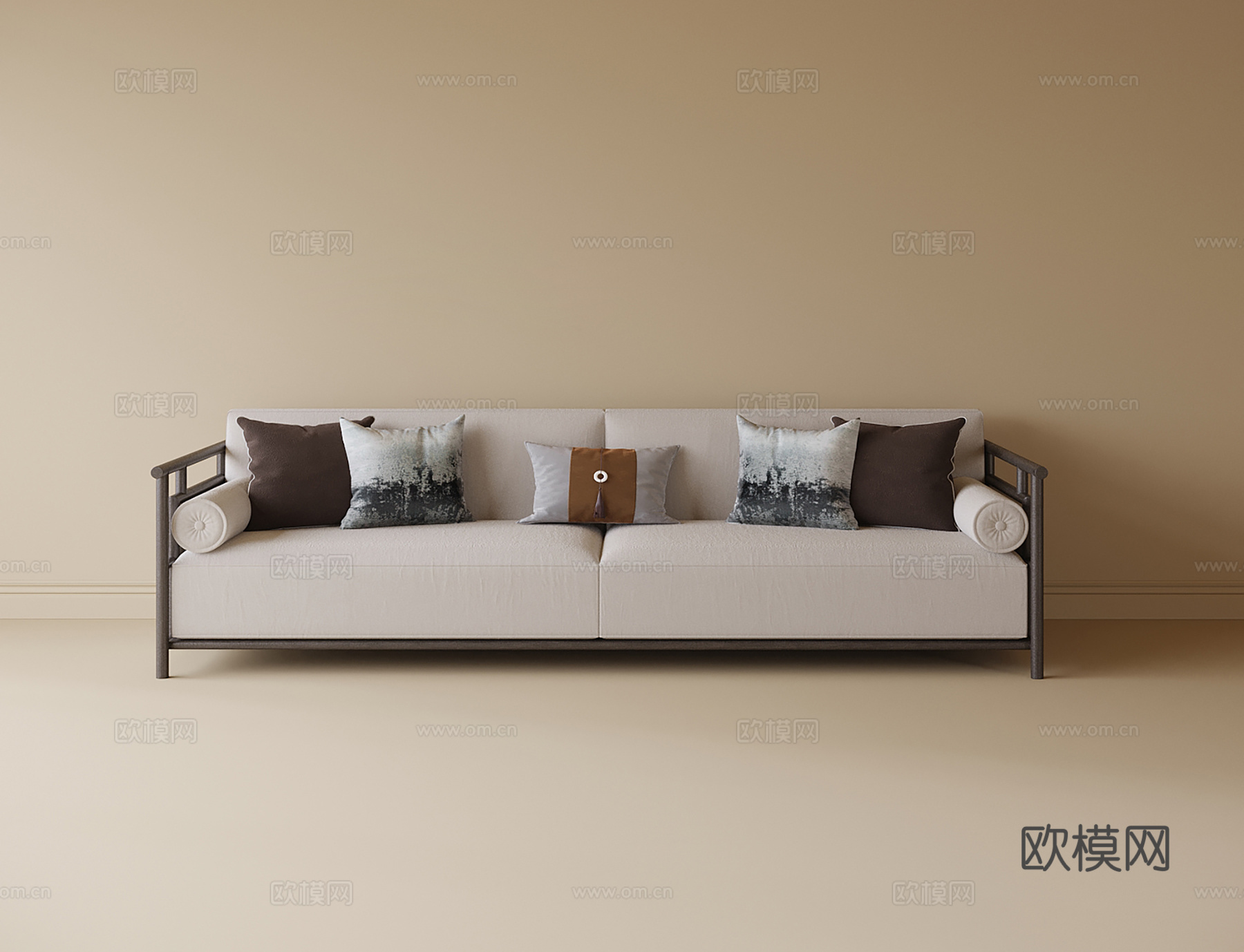 新中式双人沙发su模型