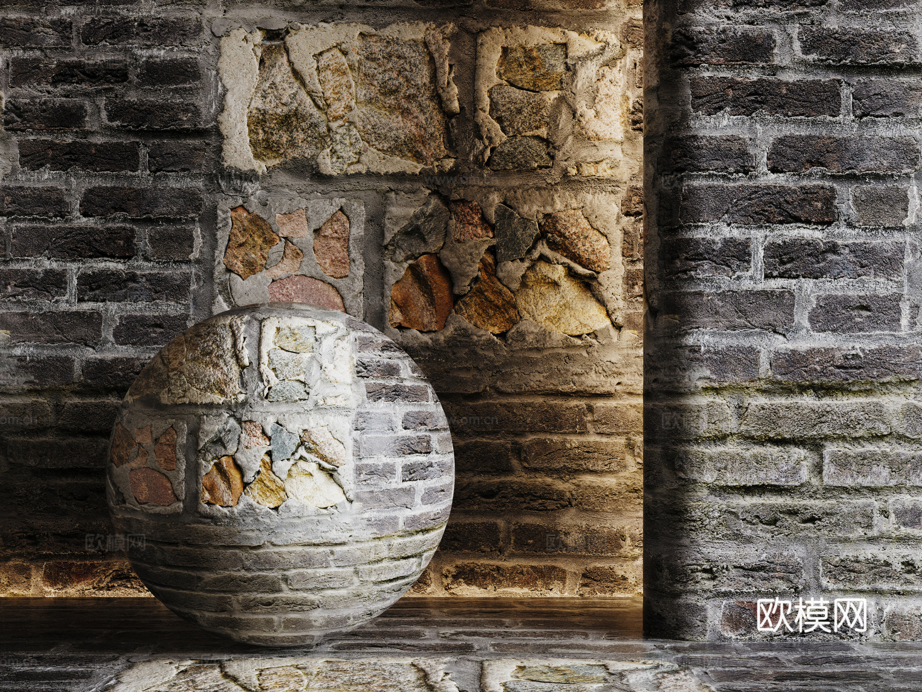 现代砖墙 青石砖墙 脏旧砖墙 仿古砖墙 工业砖墙su模型