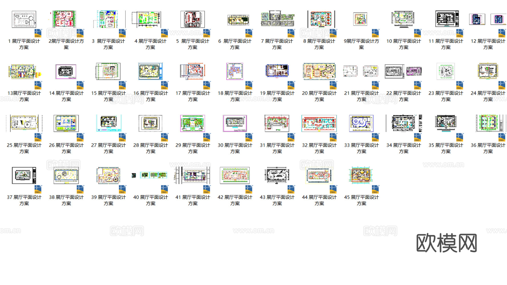 45展示展厅CAD平面设计方案最新整理合集cad施工图