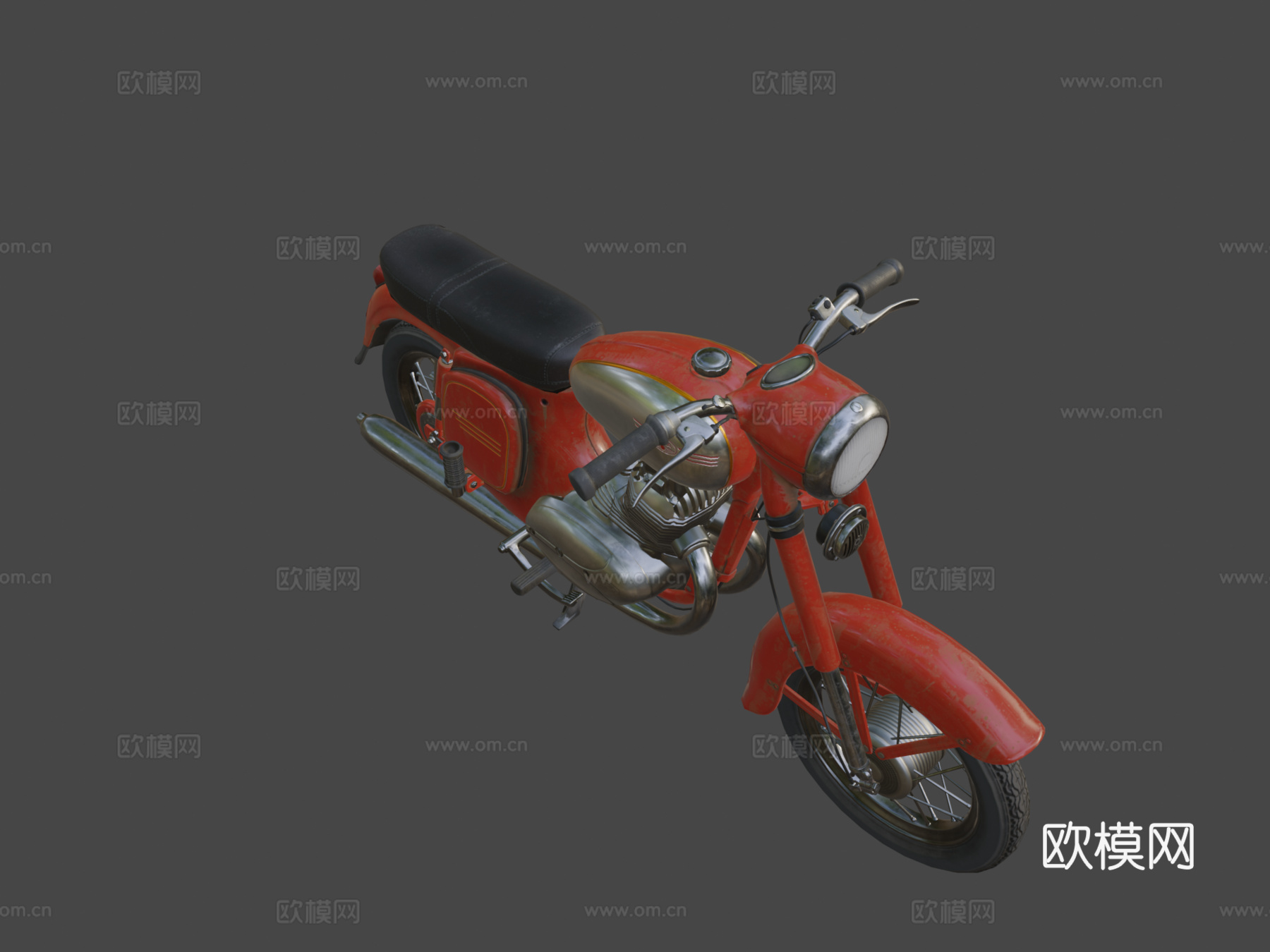 JAWA摩托车3d模型下载（渲染图1）