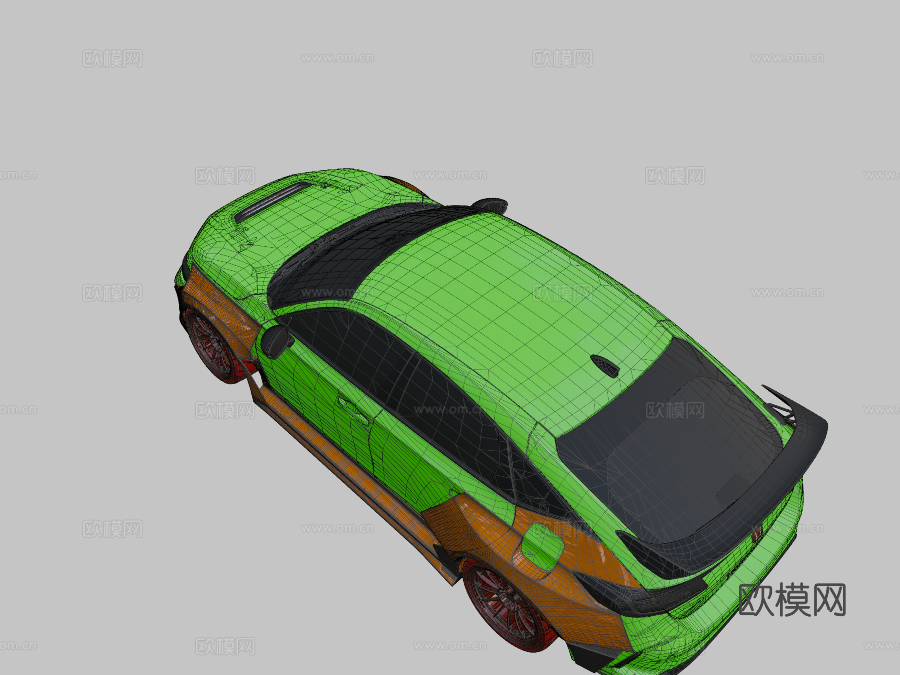 本田思域Type R FL5定制版3d模型下载（渲染图2）