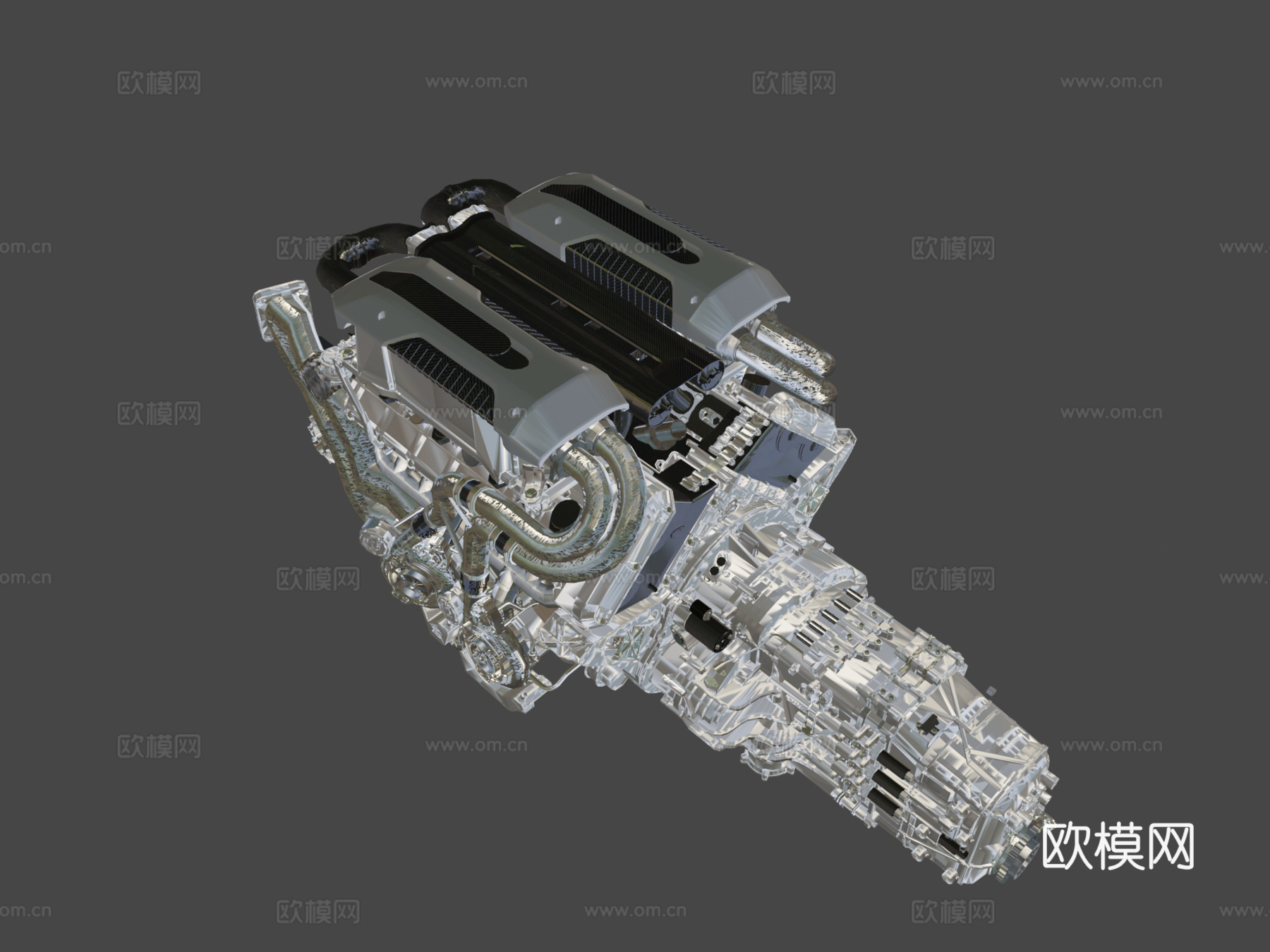 布加迪Chiron W16发动机3d模型下载（渲染图8）