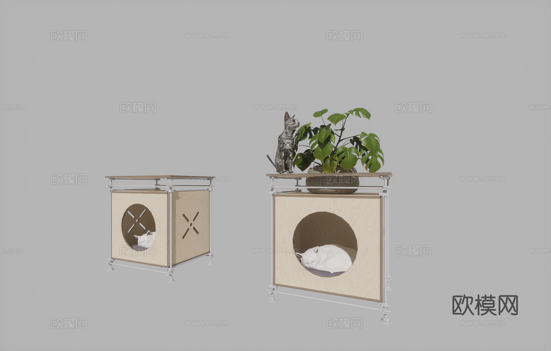 铝合金宠物家具；边几；床头柜；猫窝；狗窝；花架su模型