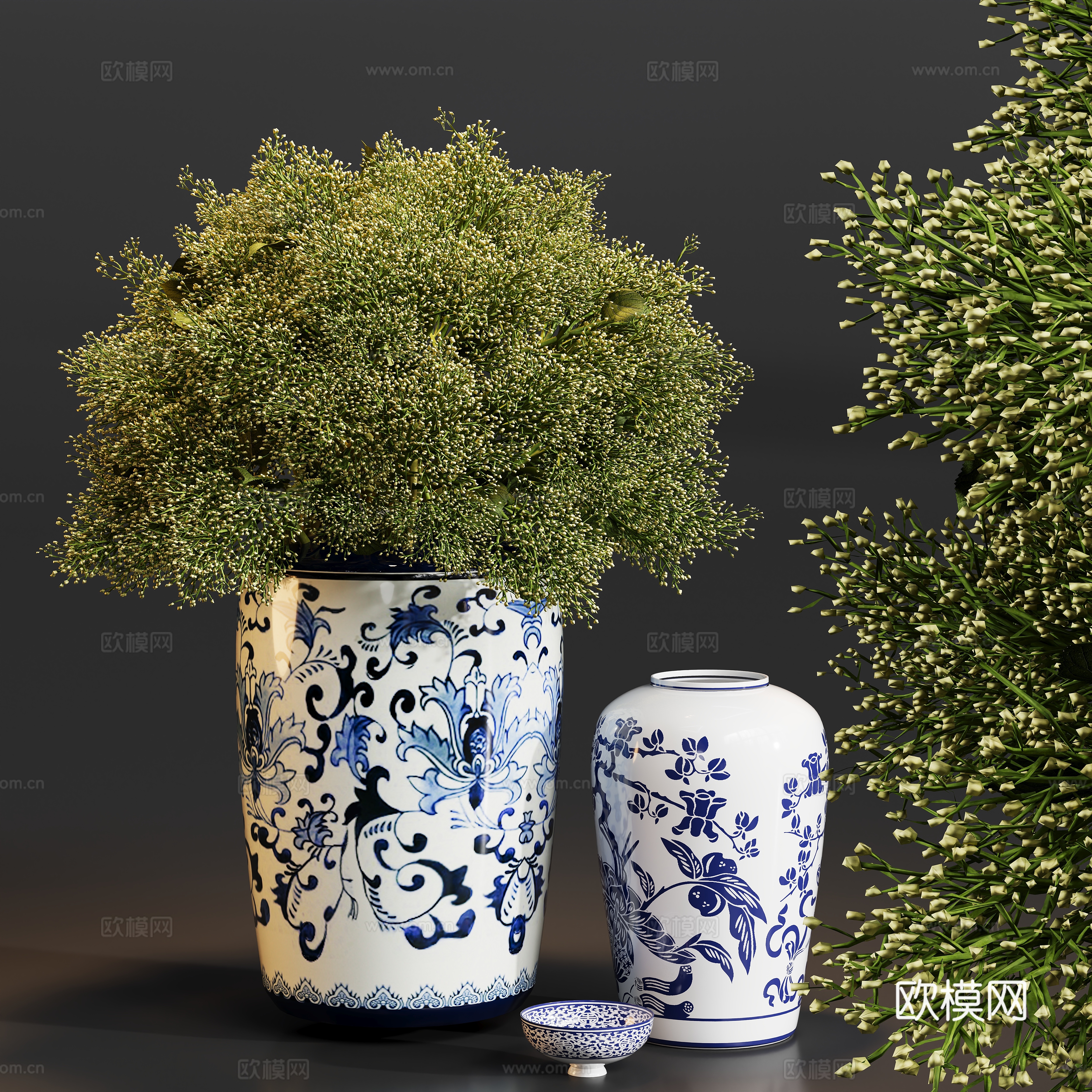 花瓶花卉植物盆栽su模型