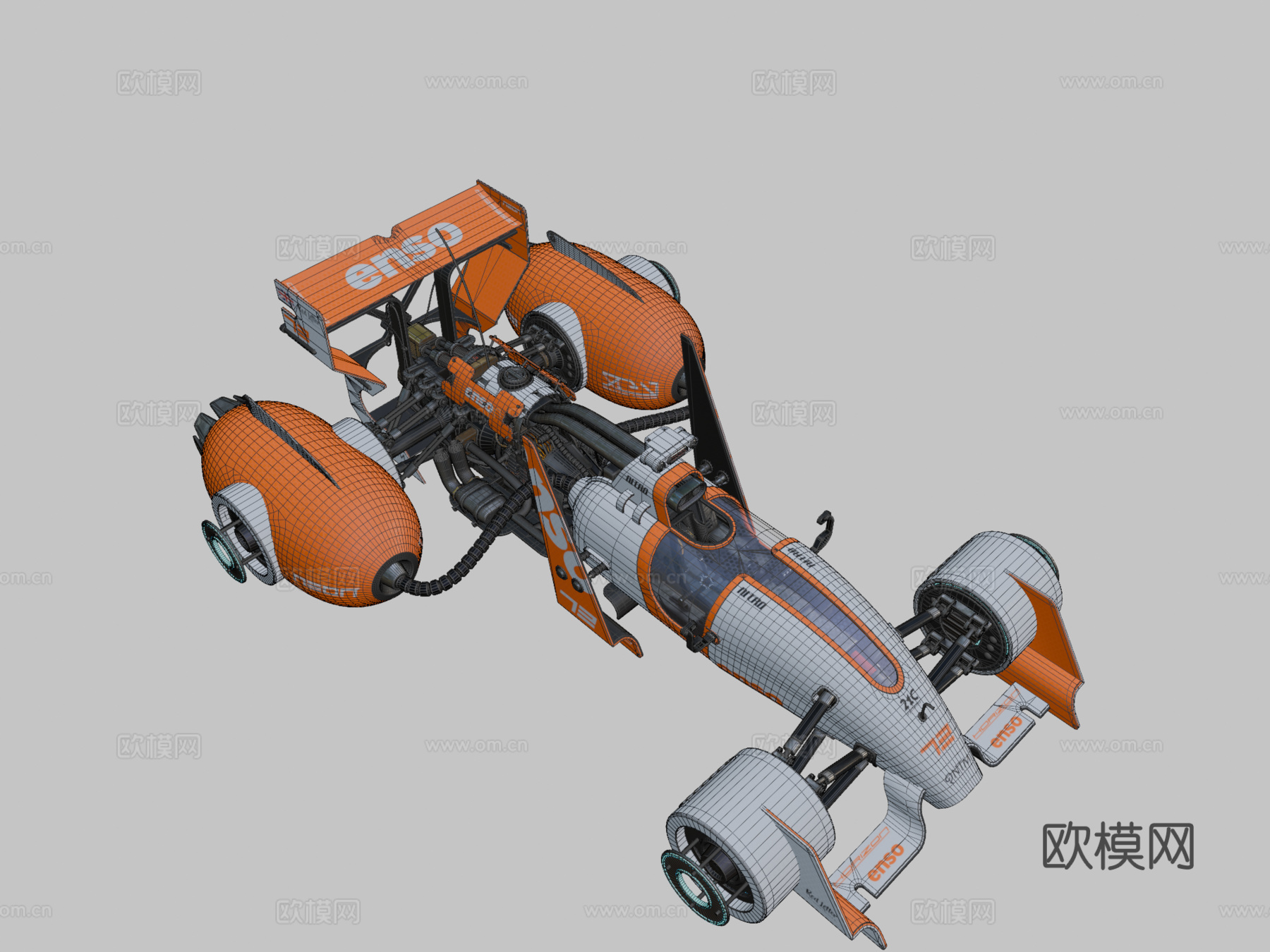 单座悬浮赛车3d模型下载（渲染图2）