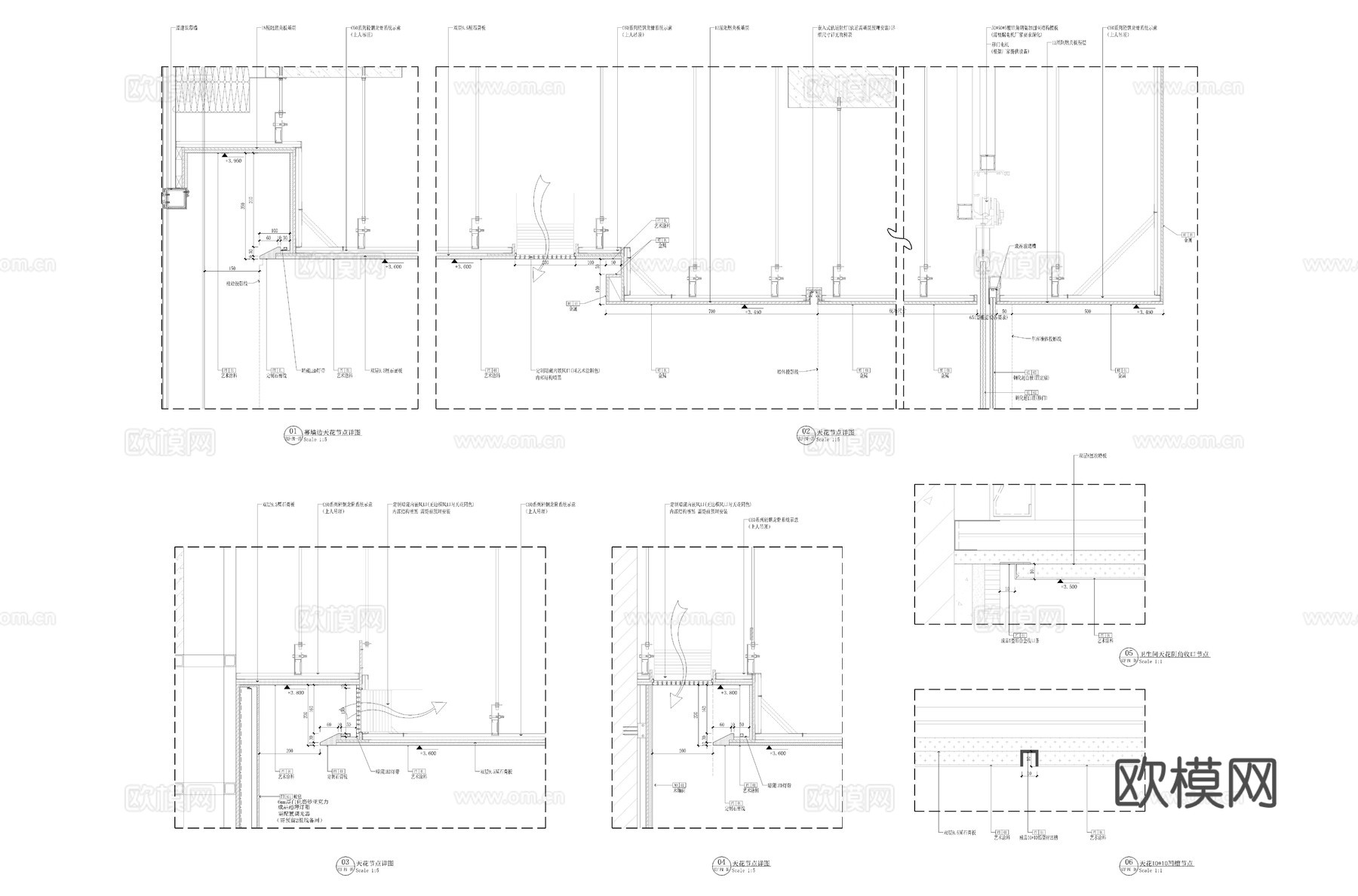 常用天花节点cad施工图