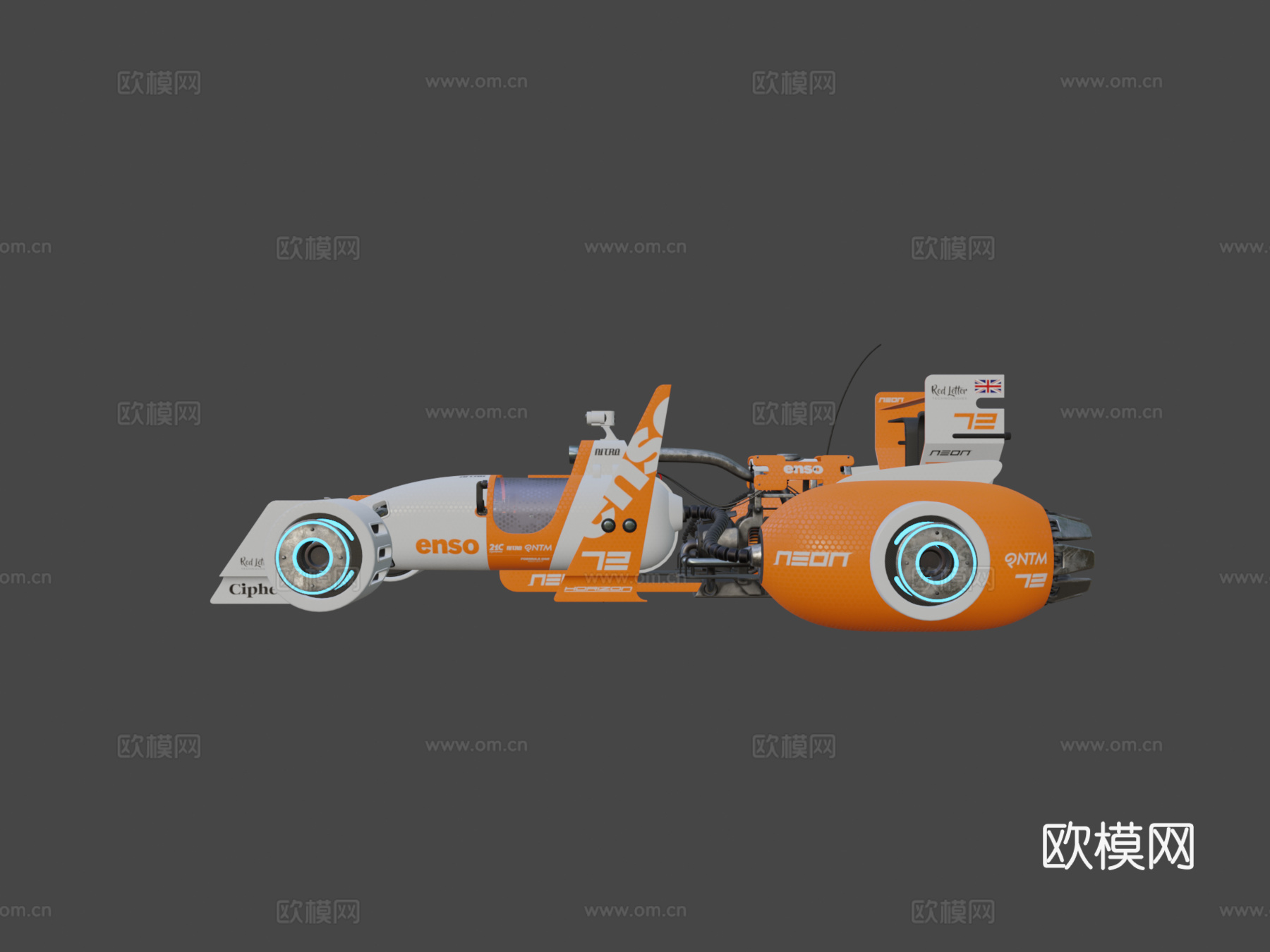 单座悬浮赛车3d模型下载（渲染图6）