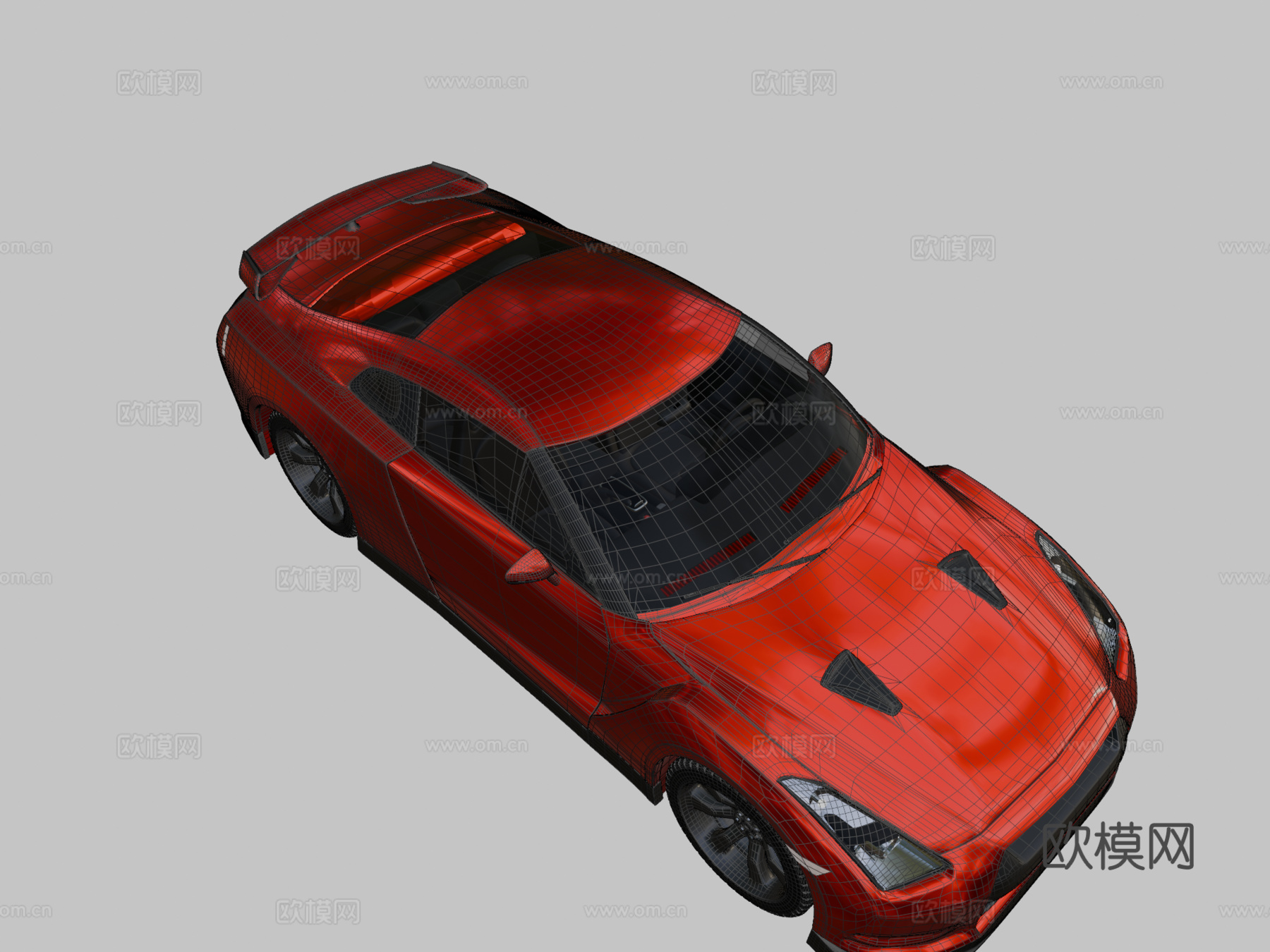 日产GT-R 2008款红色版3d模型下载（渲染图2）