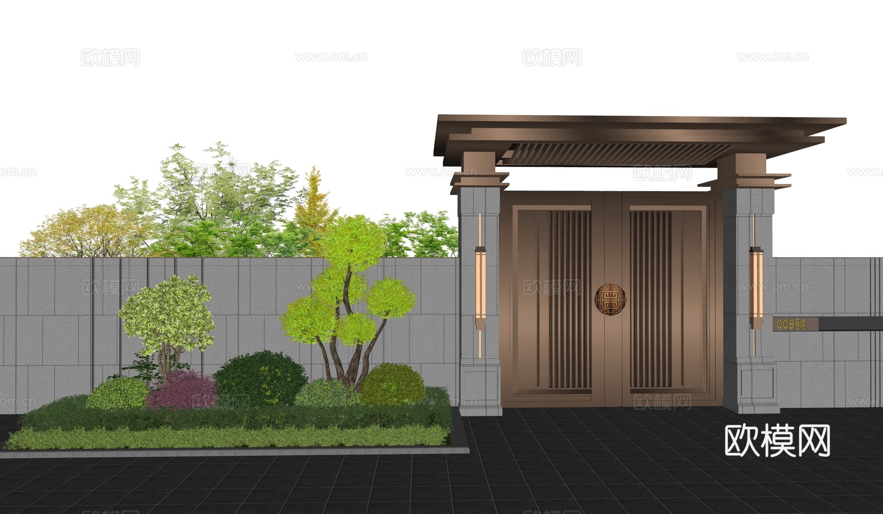 景观植物组合_花草花境植物组团_灌木植物_网红小区植物su模型