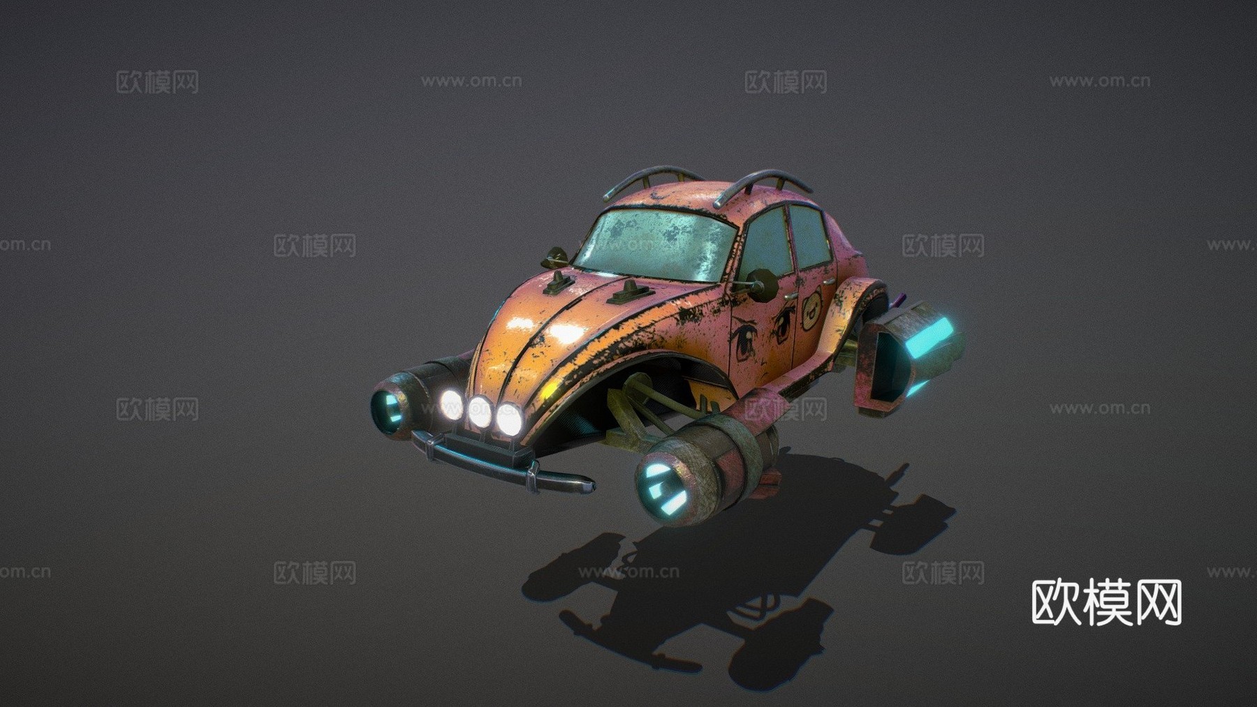 飞行复古汽车3d模型下载（渲染图1）