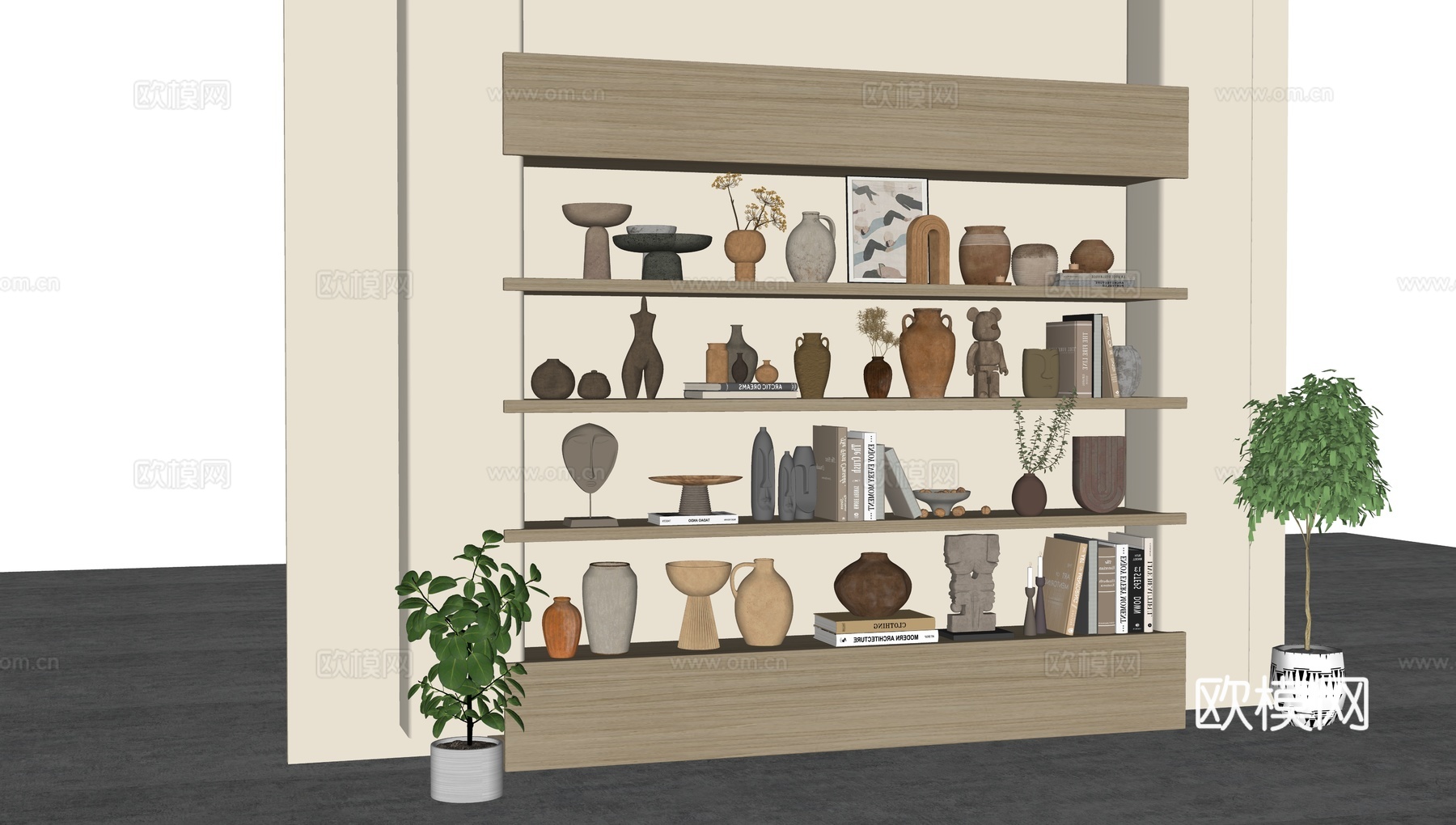 侘寂摆件组合饰品摆件陶罐器皿su模型