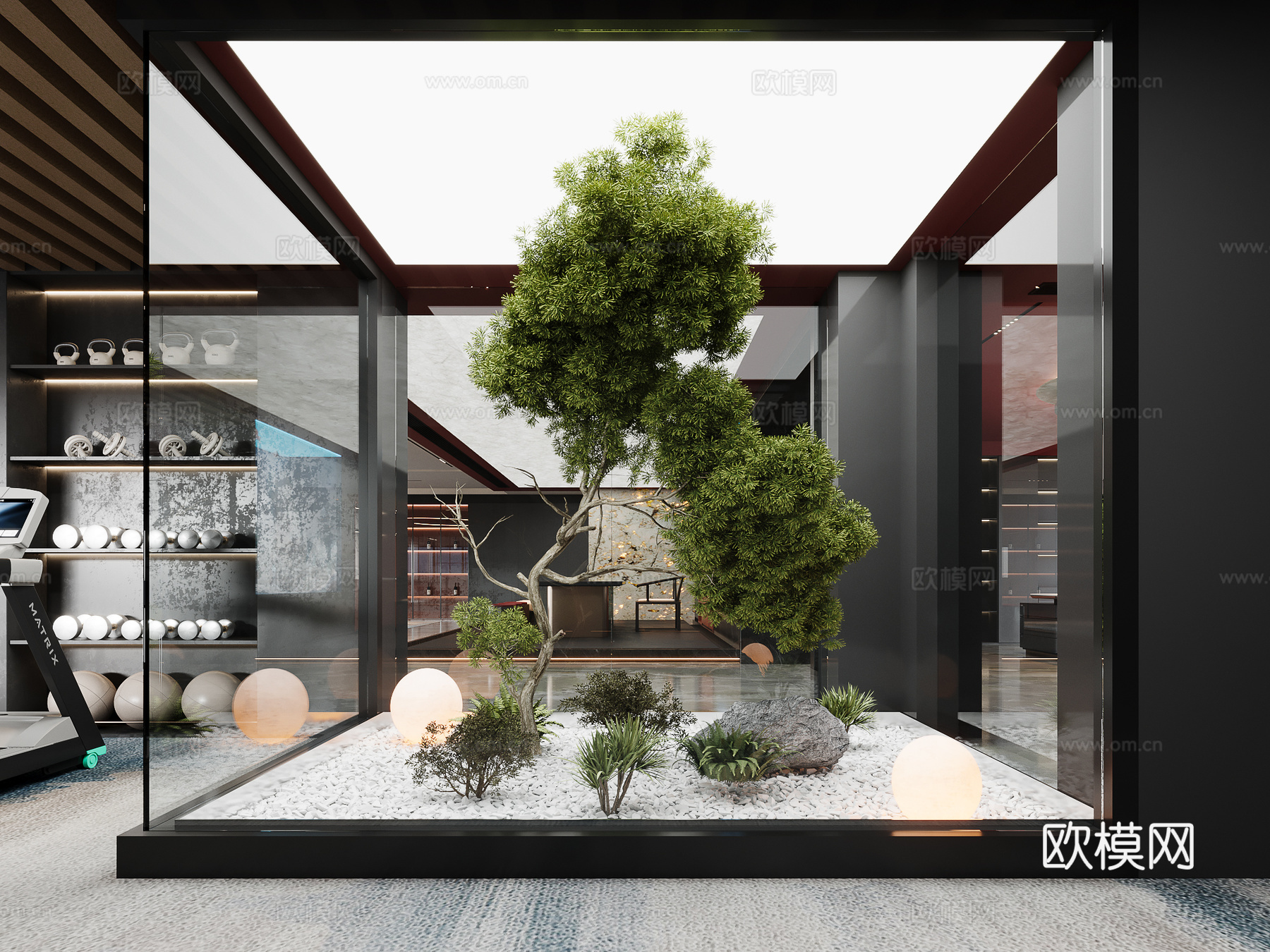 现代室内景观造景su模型