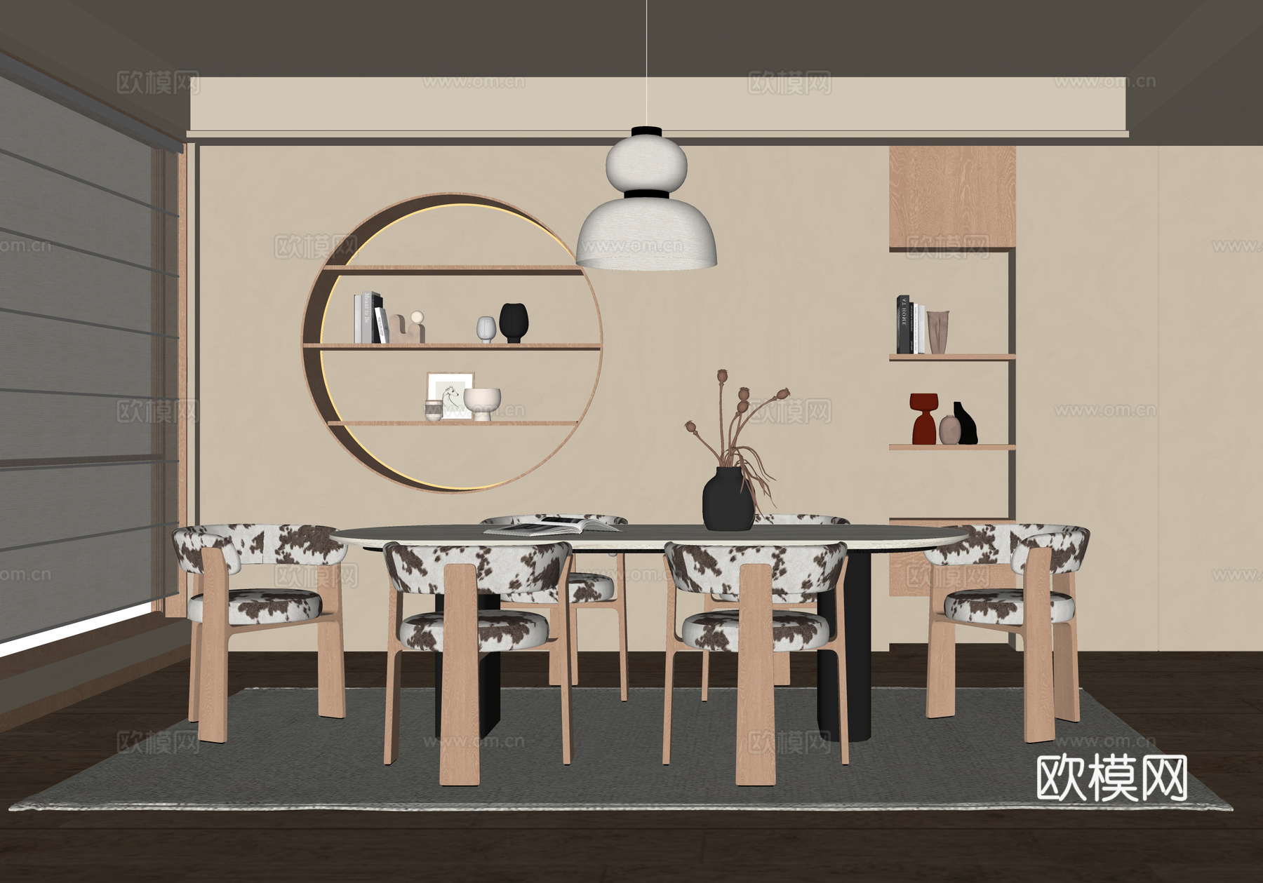 现代餐厅 餐桌椅su模型