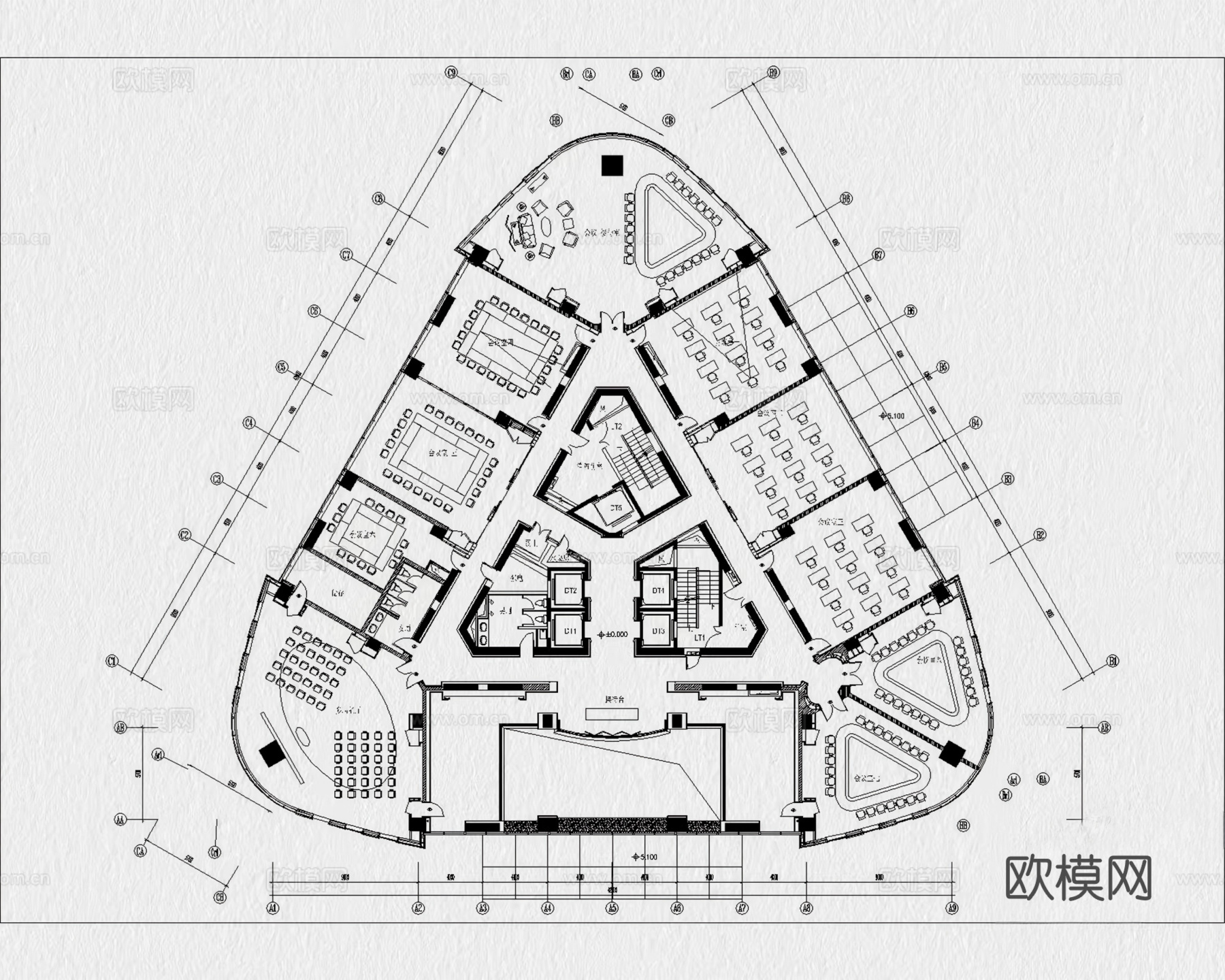 15套会议室报告厅多功能厅大会议室CAD图纸cad施工图