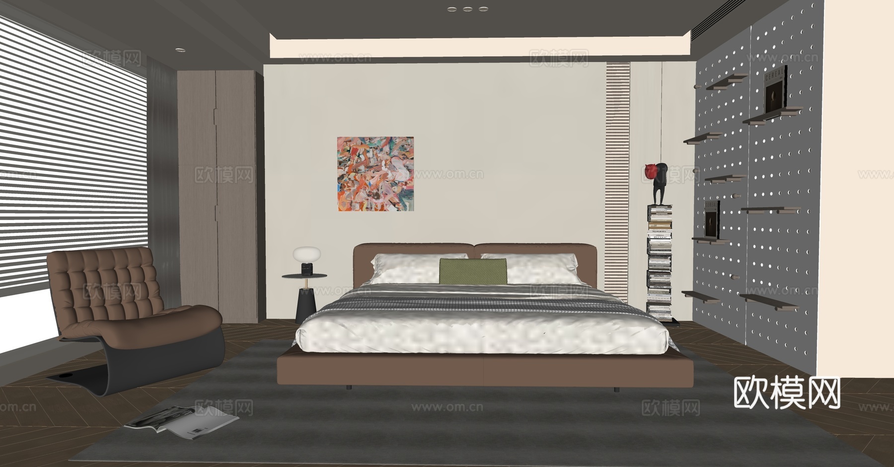 现代卧室su模型