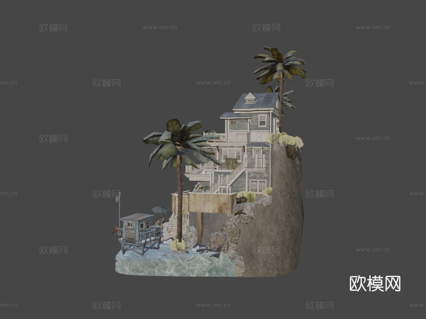 DAE微缩场景-海边3d模型下载（渲染图7）