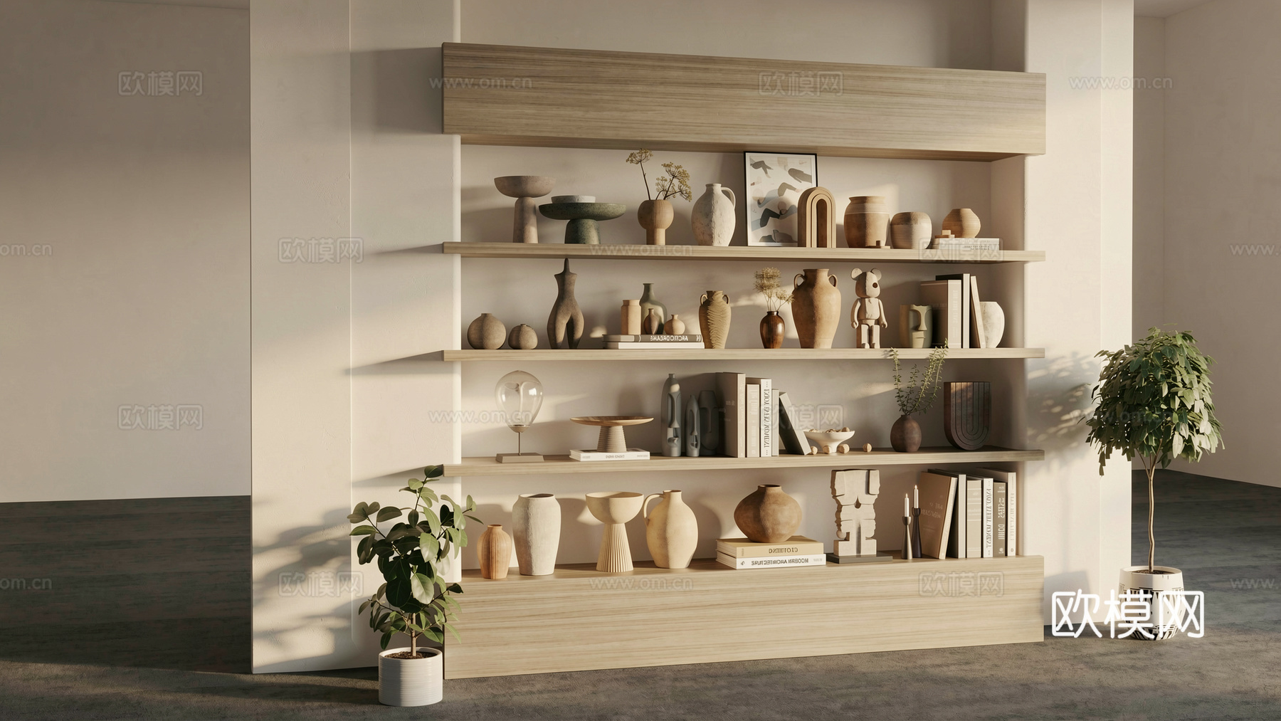 侘寂摆件组合饰品摆件陶罐器皿su模型