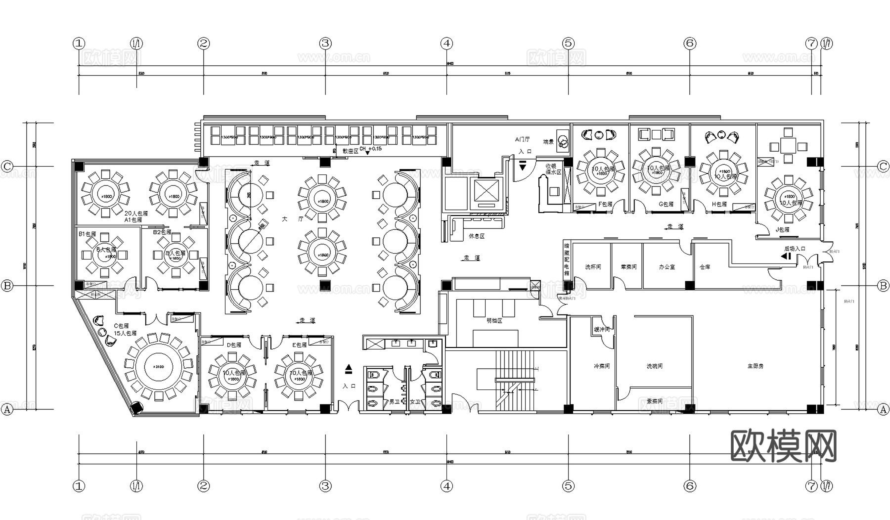 28套餐厅平面CAD设计方案图纸最新整理合集cad施工图