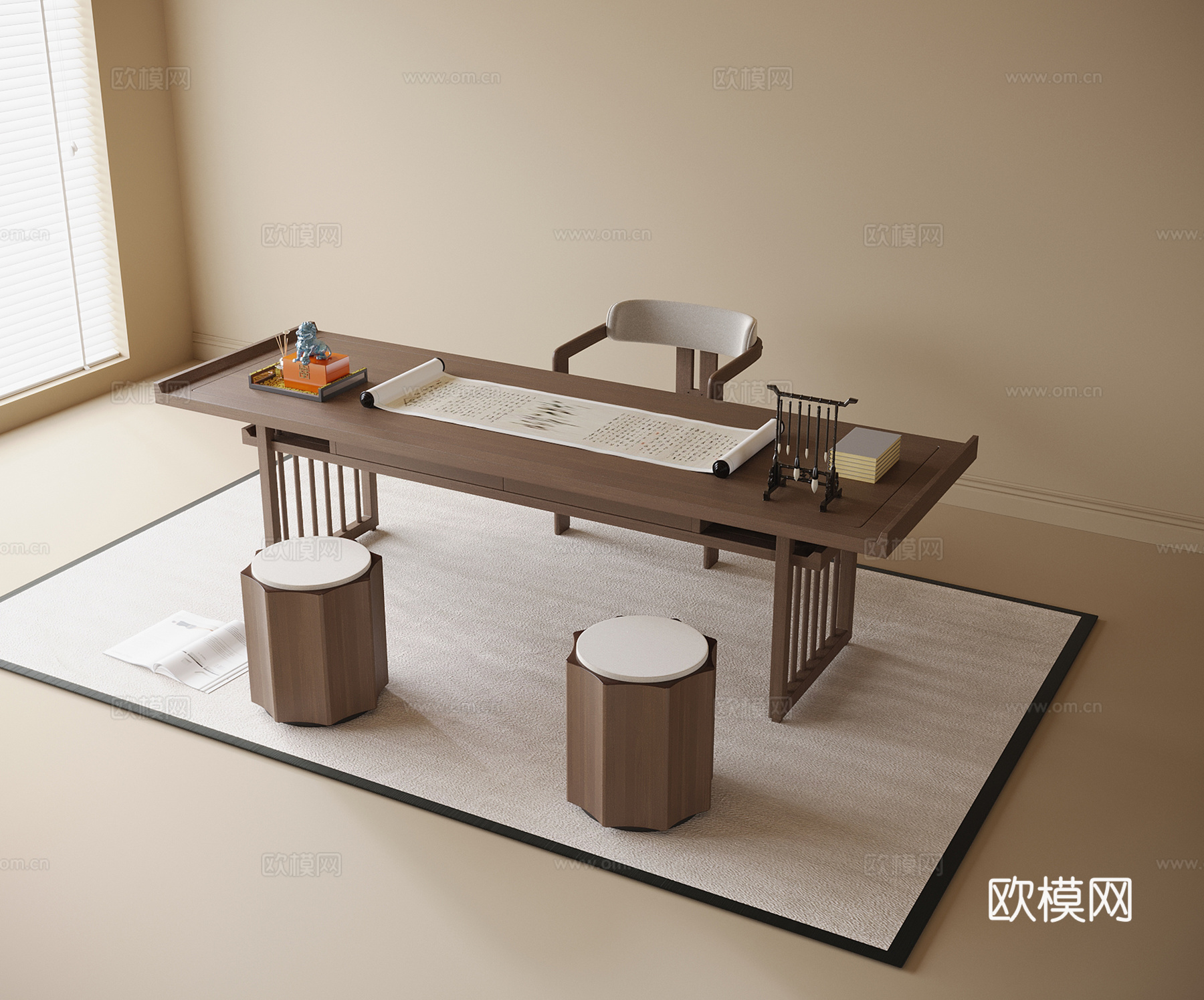 现代书桌椅su模型