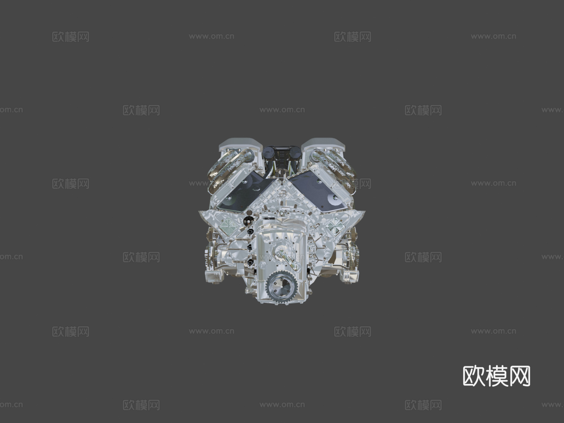 布加迪Chiron W16发动机3d模型下载（渲染图5）
