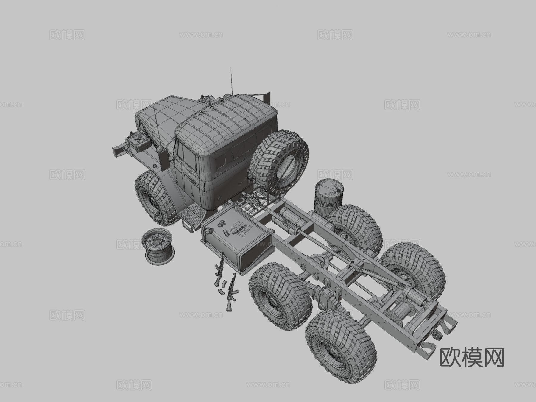 俄罗斯军用包-卡车乌拉尔4320（MOD A）3d模型下载（渲染图3）