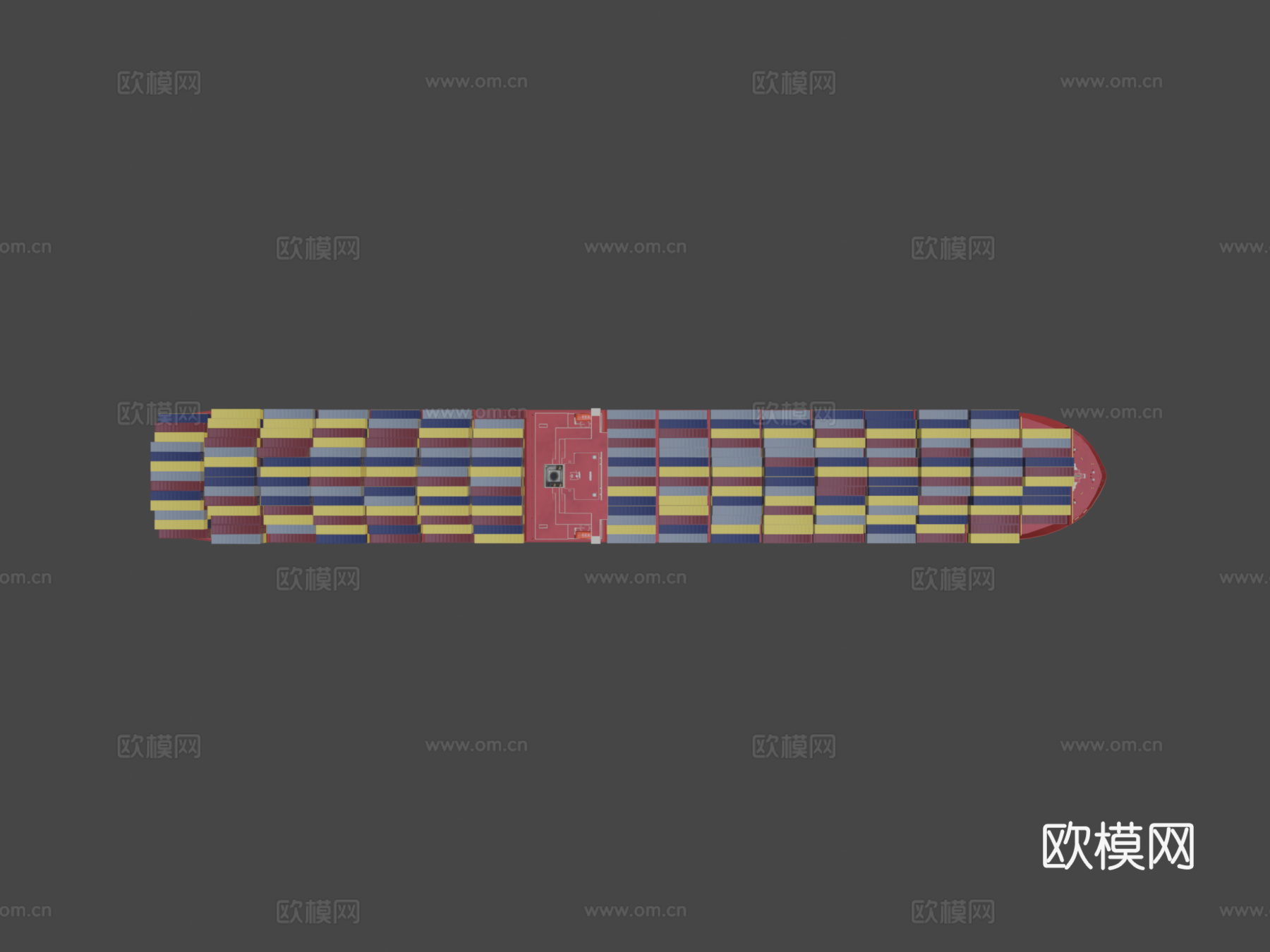 集装箱船3d模型下载（渲染图6）