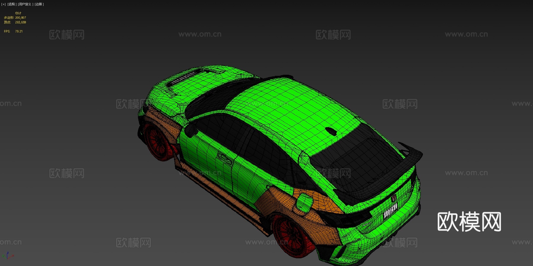 本田思域Type R FL5定制版3d模型下载（渲染图4）