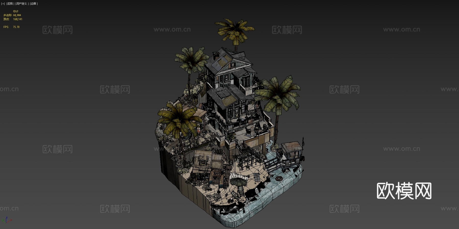 DAE微缩场景-海边3d模型下载（渲染图3）