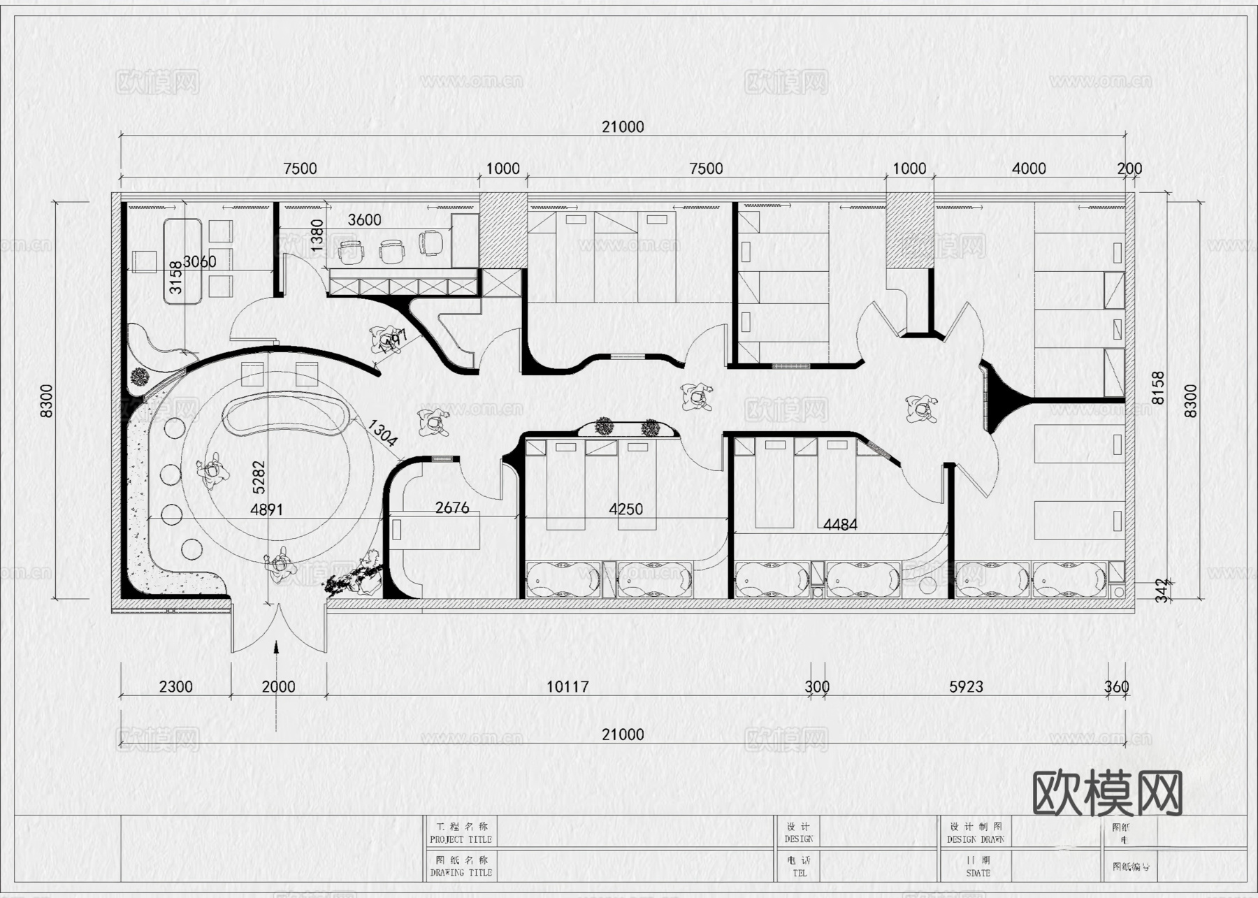 13套采耳店SPA会所按摩店足浴店CAD平面布置图cad施工图