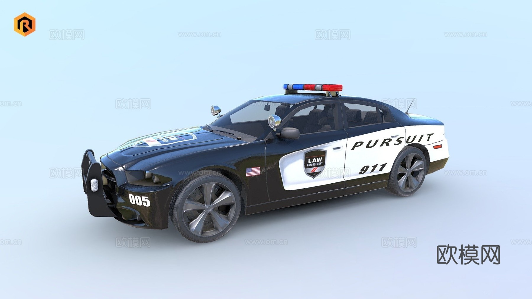 警车3d模型下载（渲染图1）