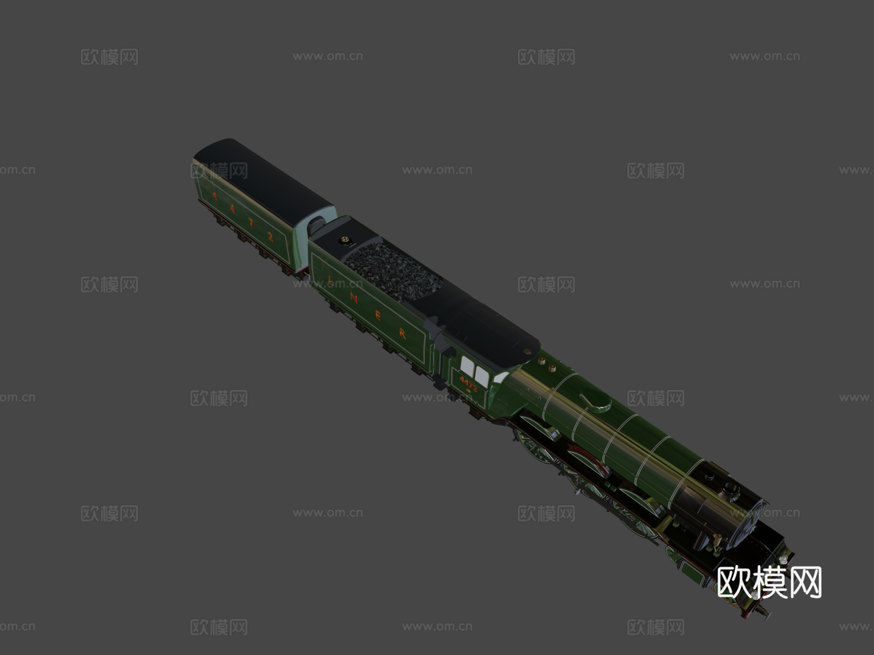 火车-飞翔的苏格兰人双煤水车3d模型下载（渲染图8）