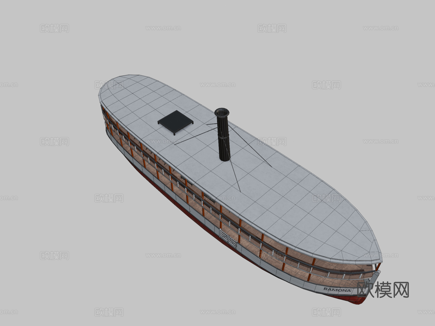 拉蒙娜蒸汽船3d模型下载（渲染图2）
