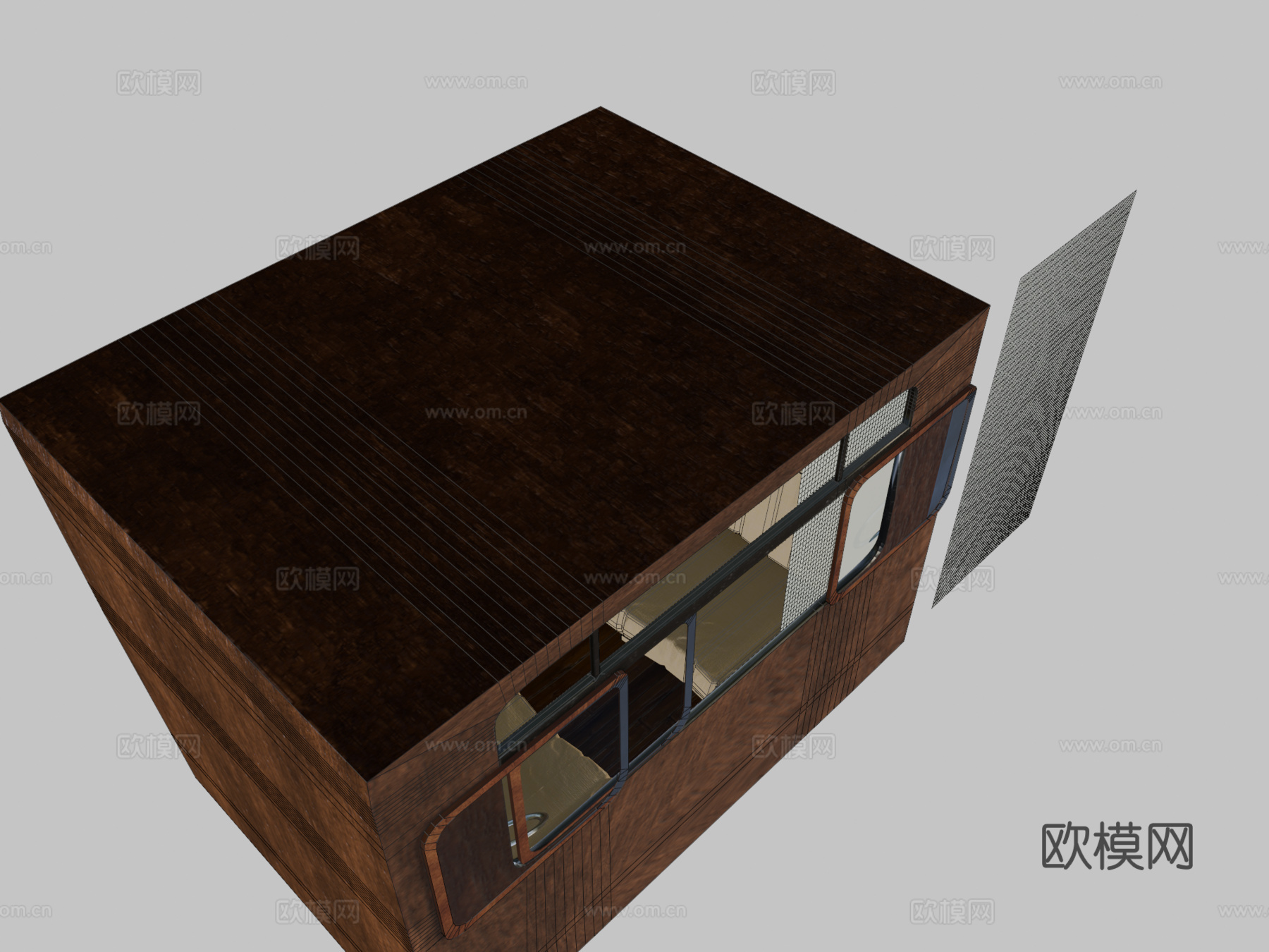 简易火车车厢3d模型下载（渲染图2）