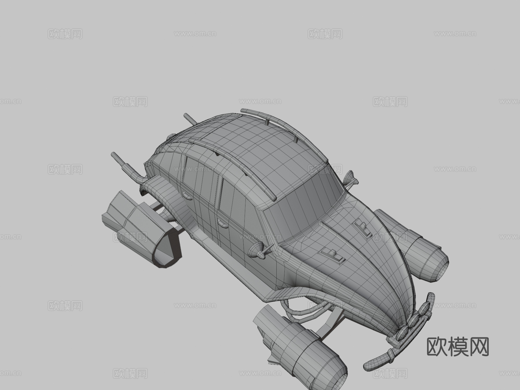 飞行复古汽车3d模型下载（渲染图3）