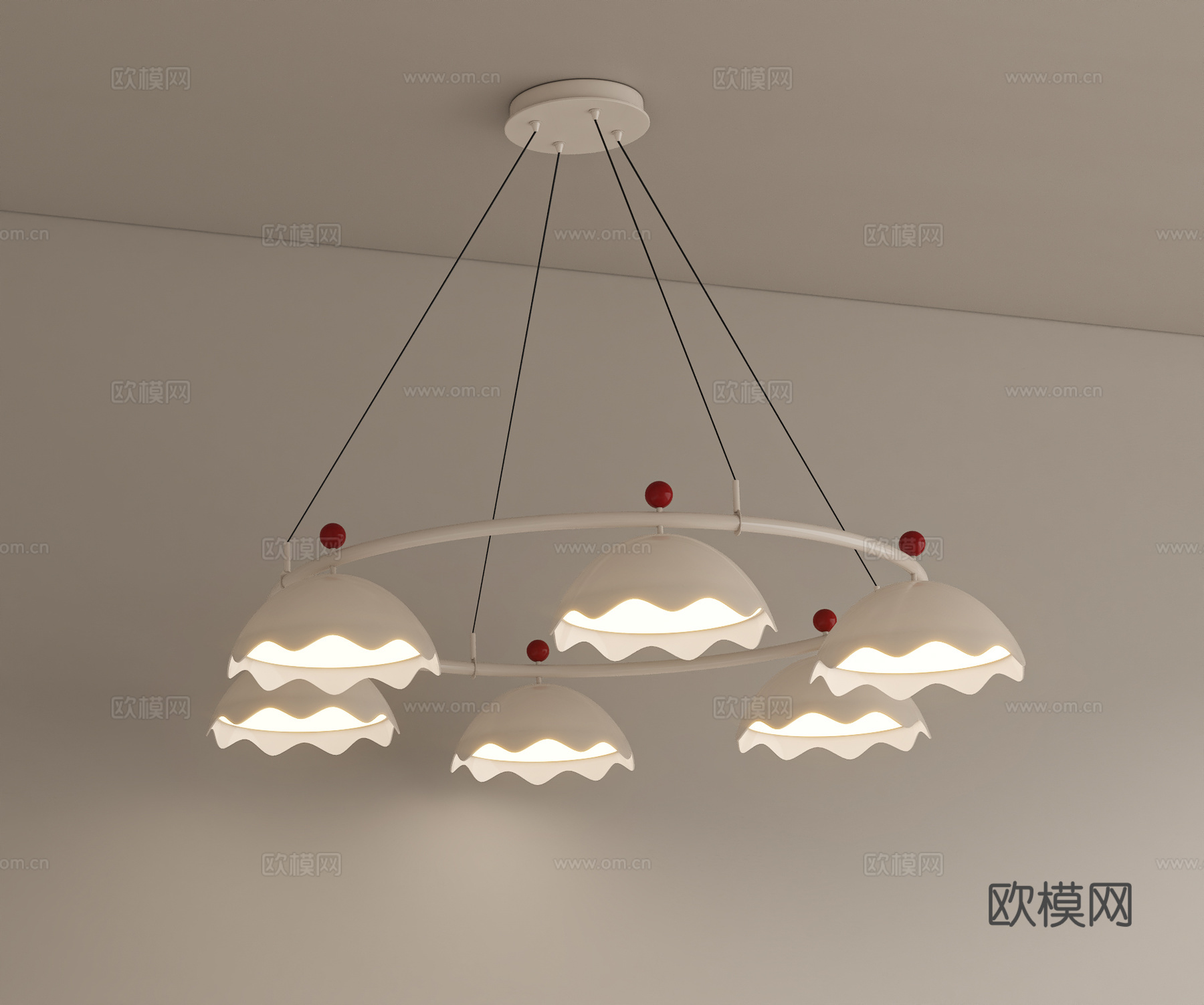 法式奶油吊灯 客厅吊灯su模型
