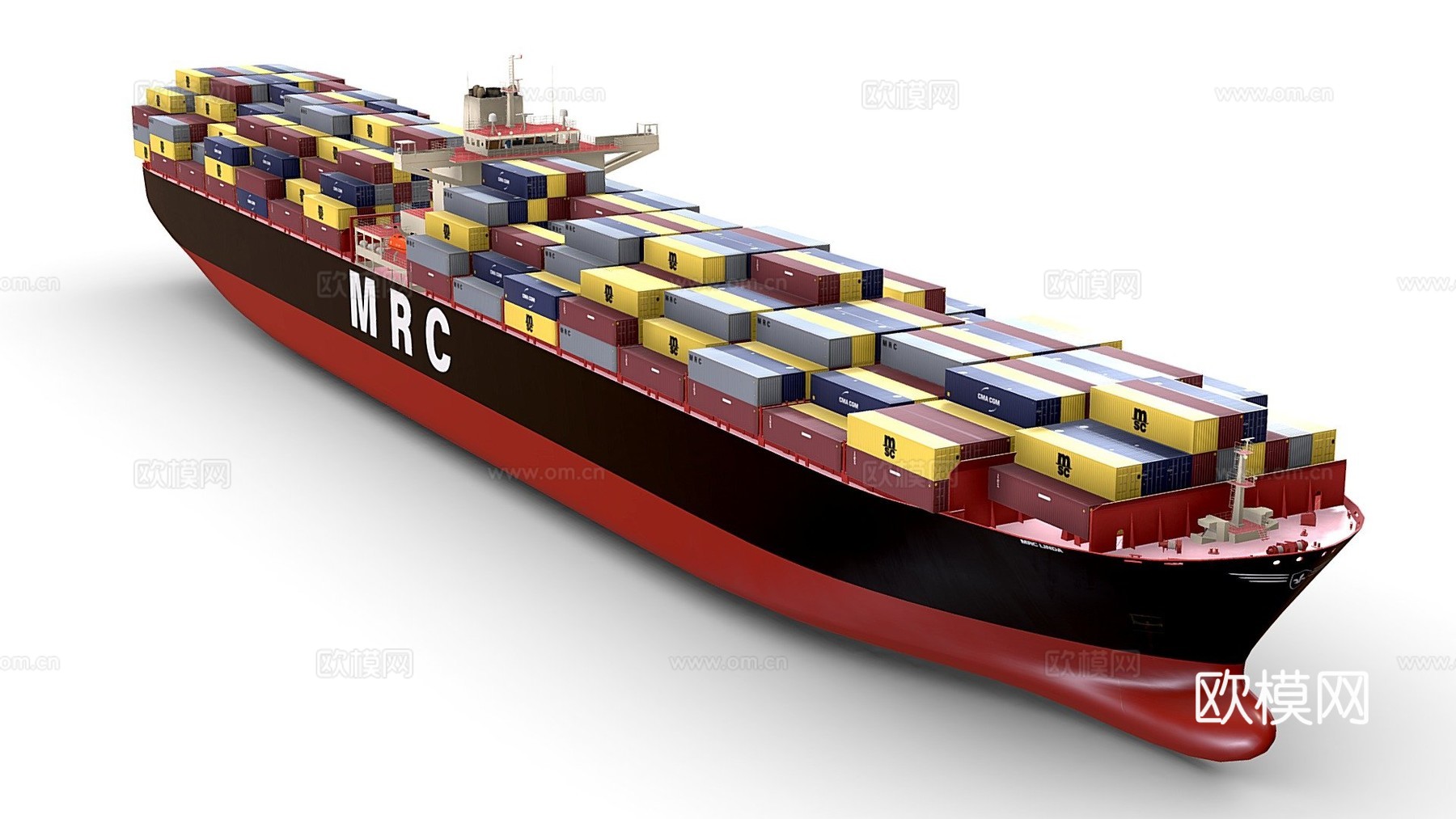 集装箱船3d模型下载（渲染图1）